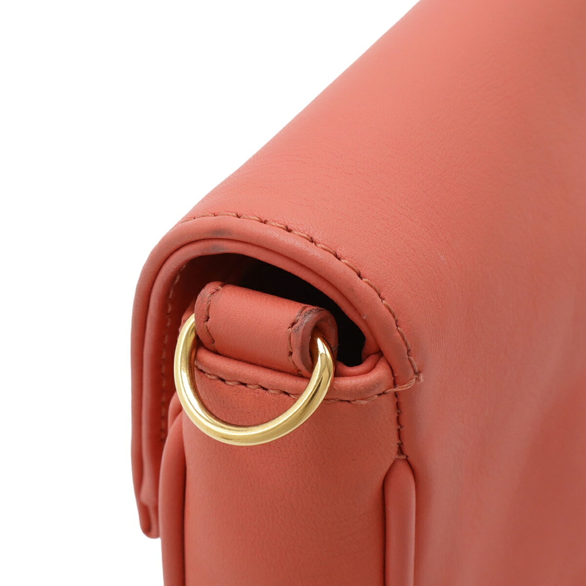 Fendi Coral Pink Leather Clutch Bag Pochette Shoulder Bag (Pre-Owned)