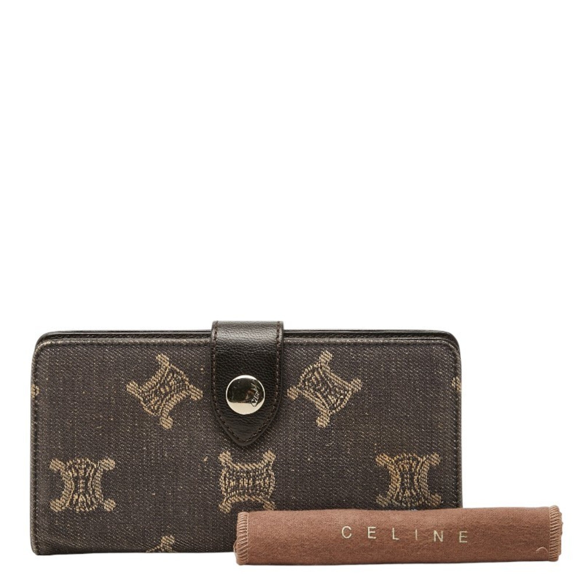 Celine Gray Denim Leather Long Wallet (Bi-Fold) (Pre-Owned)