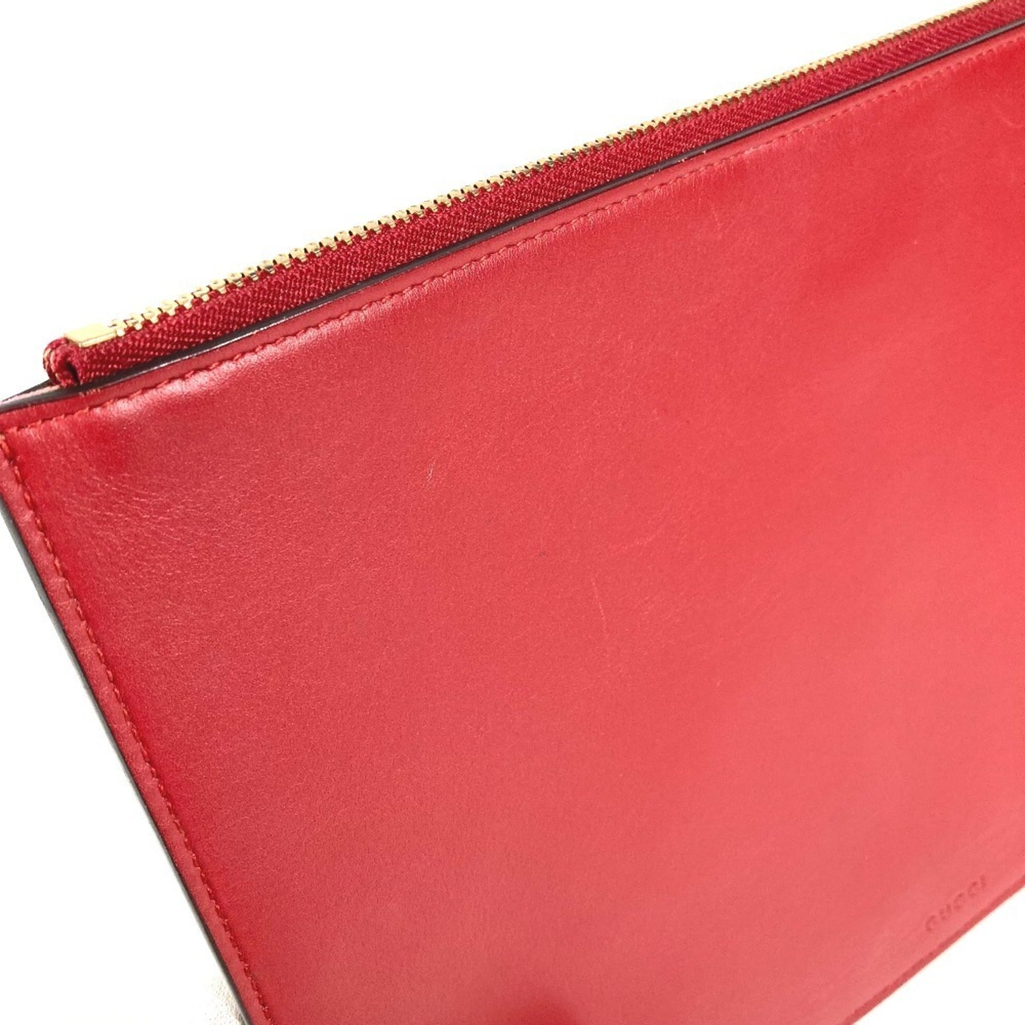 Gucci Beige Red Color Gg Supreme Clutch Bag (Pre-Owned)
