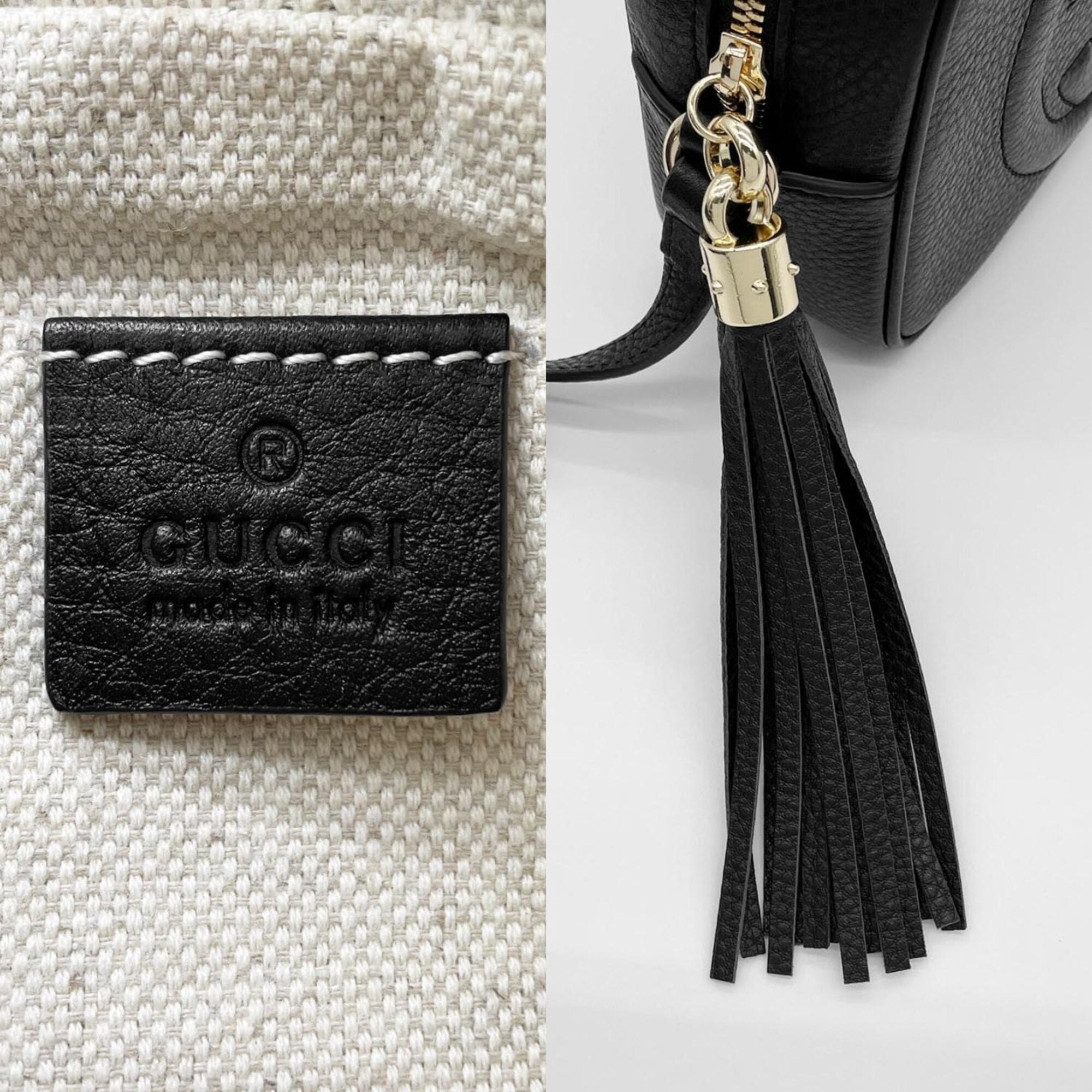 Gucci Black Leather Canvas Shoulder Bag (Pre-Owned)