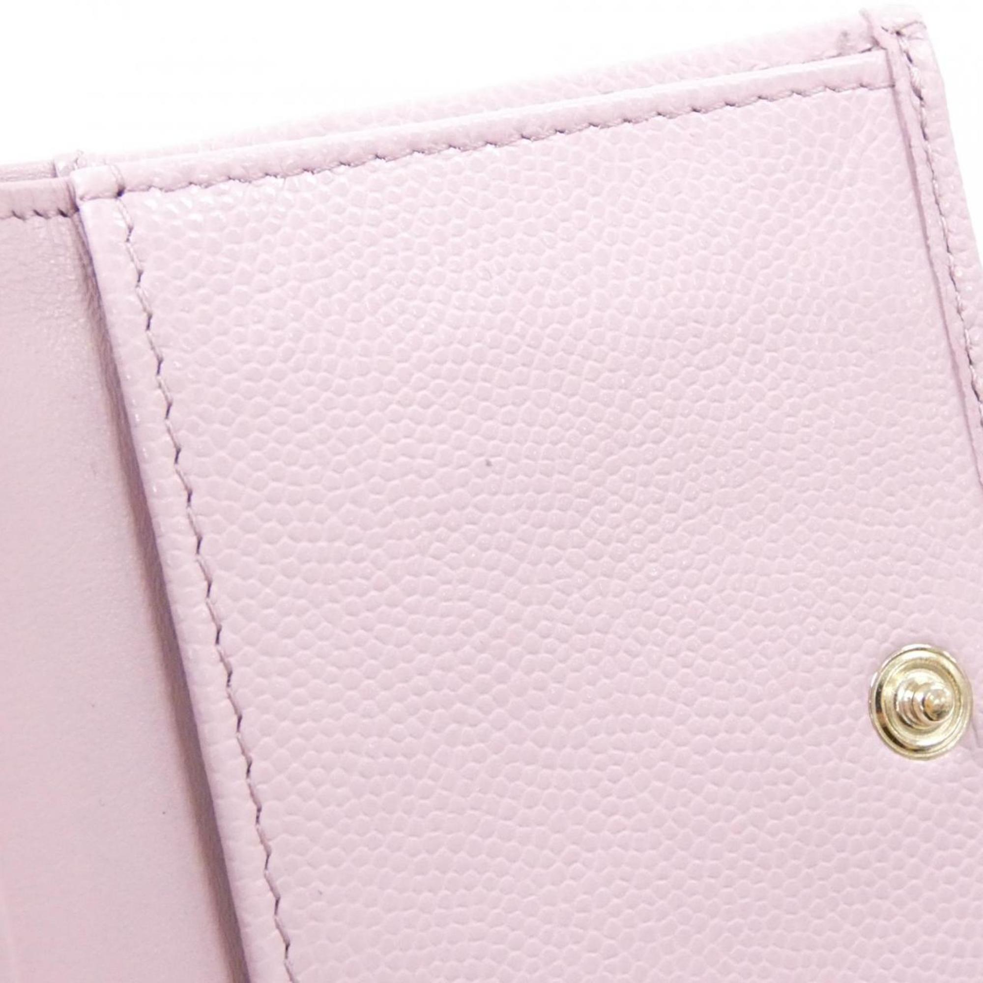 Chanel Pink Grained Calfskin Wallet (Tri-Fold) (Pre-Owned)