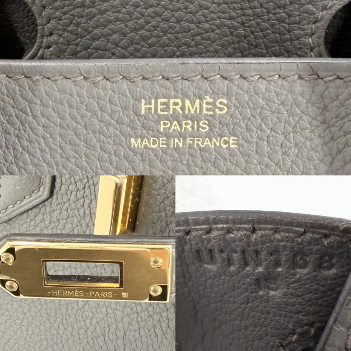 Hermes Gray Leather Handbag (Pre-Owned)