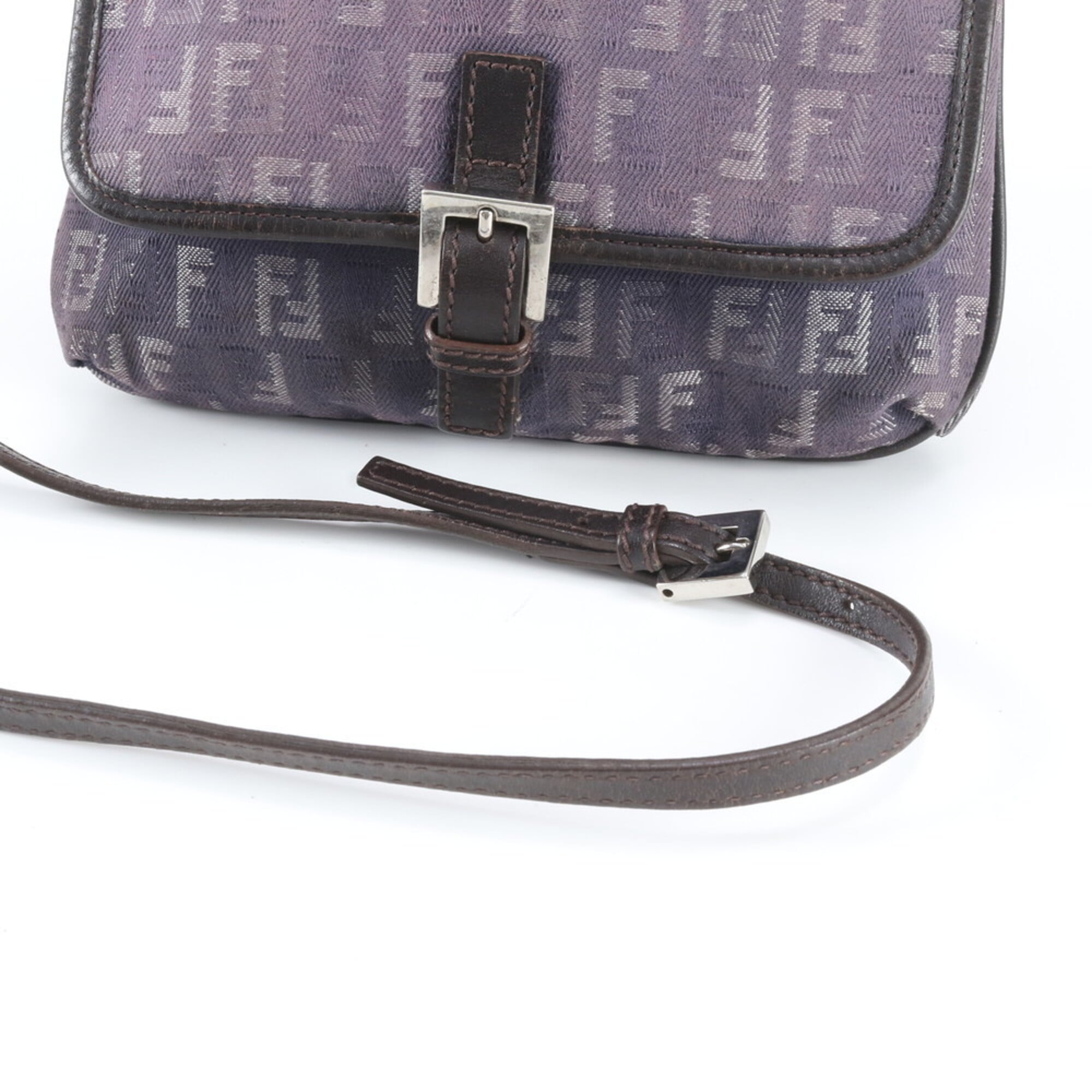 Fendi Blue Brown Leather Canvas Crossbody Bag Handbag Shoulder Bag Tote Bag (Pre-Owned)