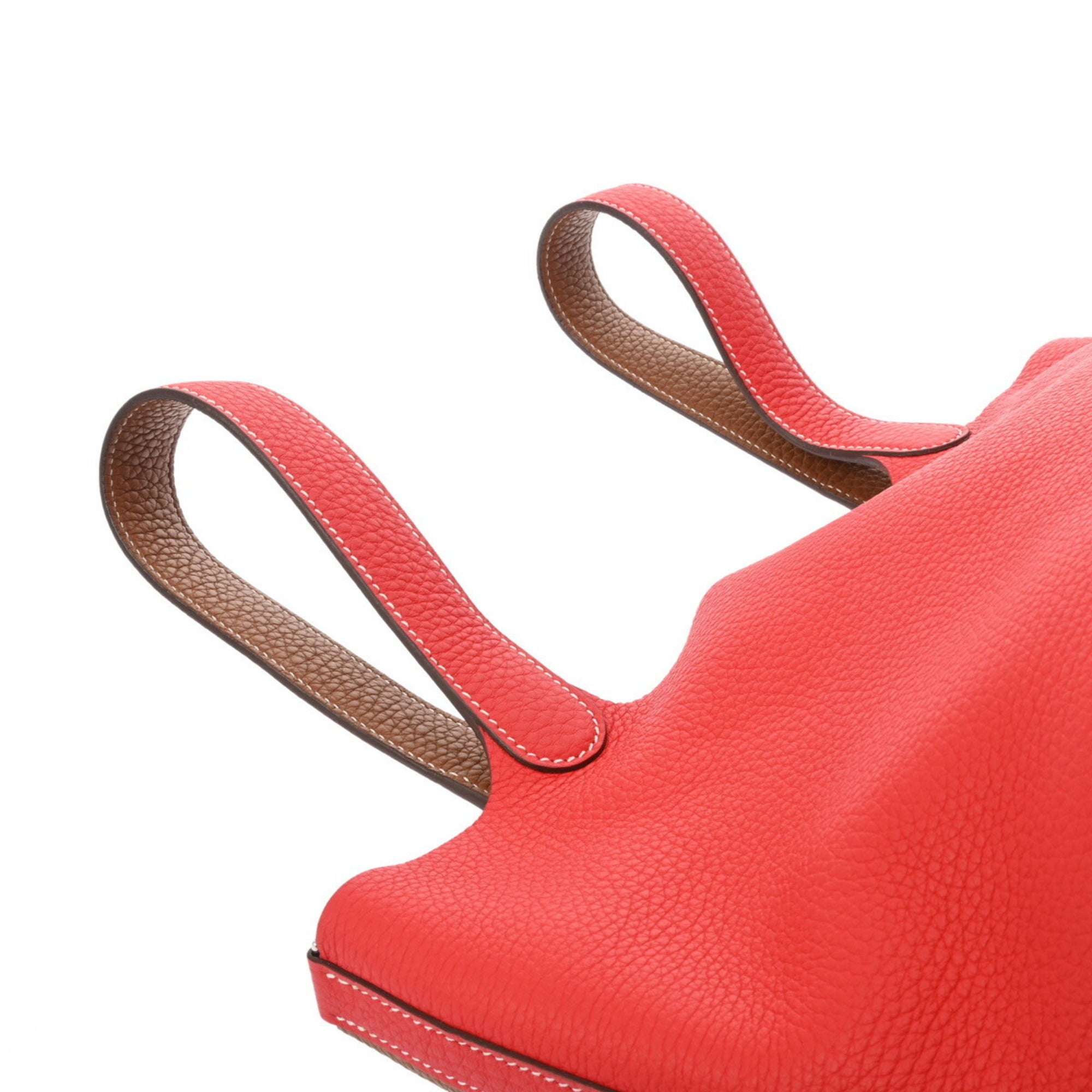 Hermes Gold Red Color Taurillon Clemence Leather Handbag (Pre-Owned)