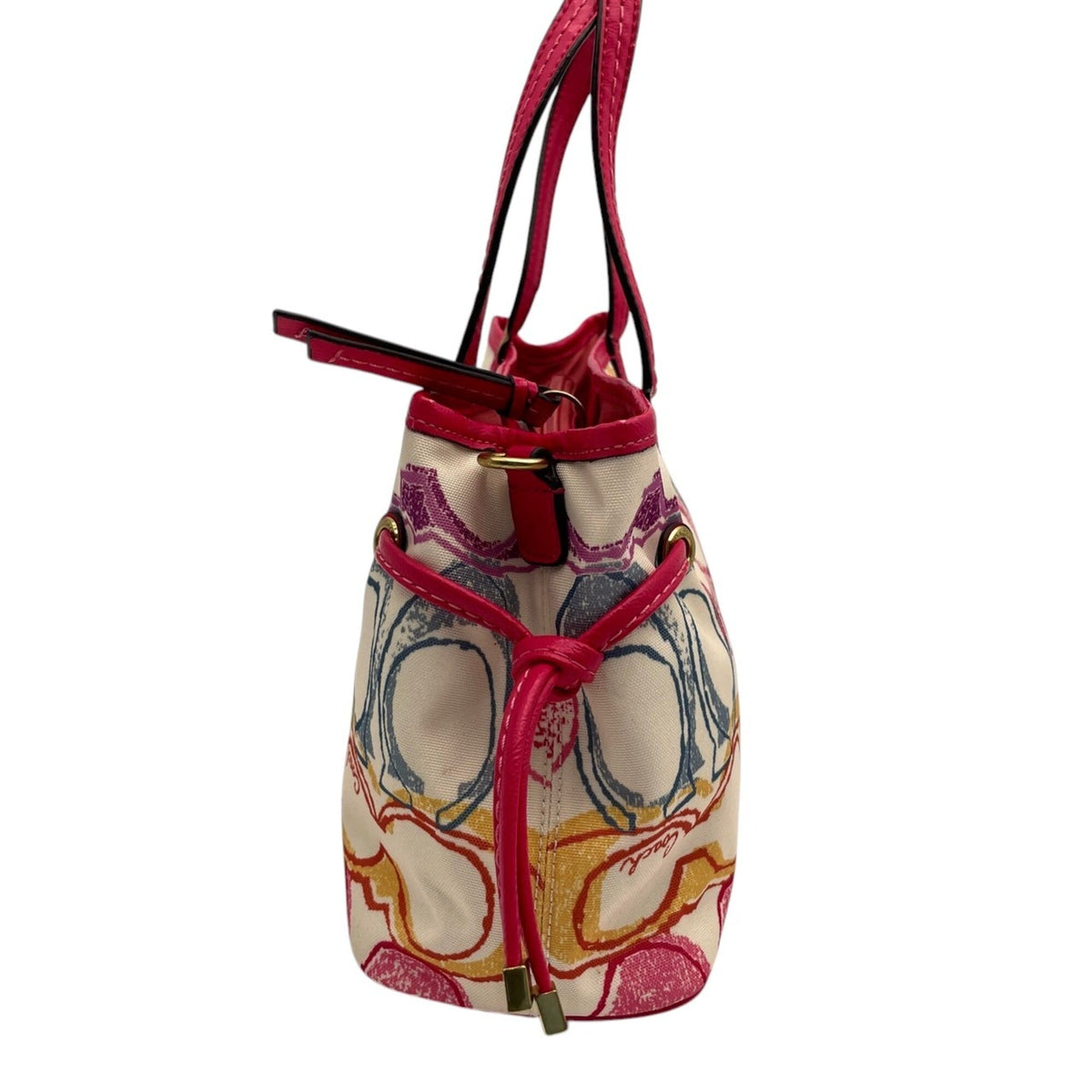 Coach Multi-Color Pink Canvas Patent Leather Handbag Tote Bag (Pre-Owned)