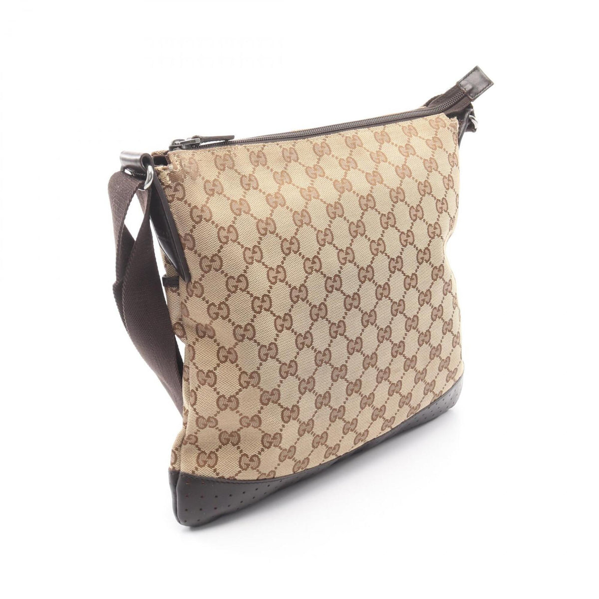 Gucci Beige Brown Canvas Leather Handbag Shoulder Bag (Pre-Owned)