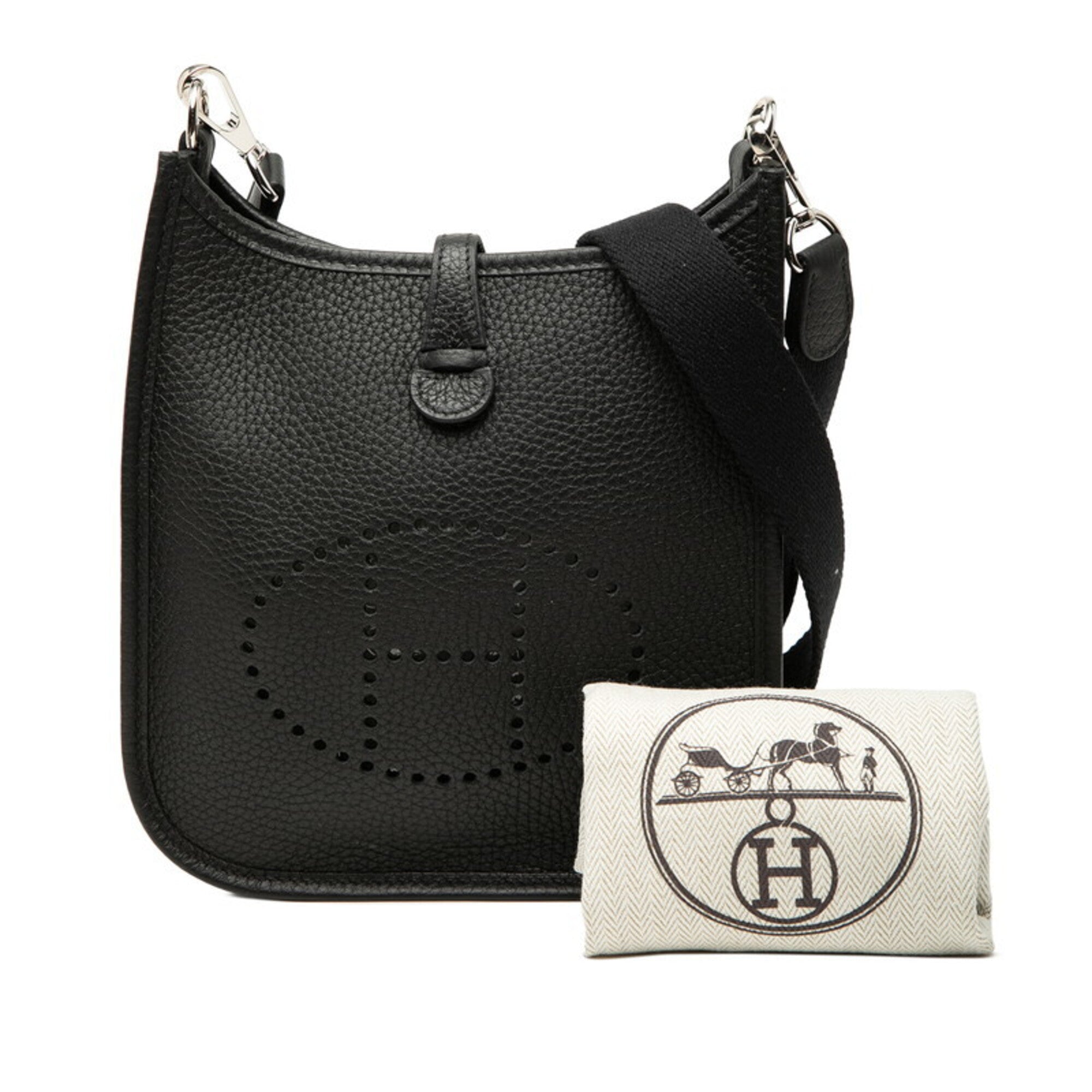 Hermes Black Taurillon Clemence Leather Shoulder Bag (Pre-Owned)