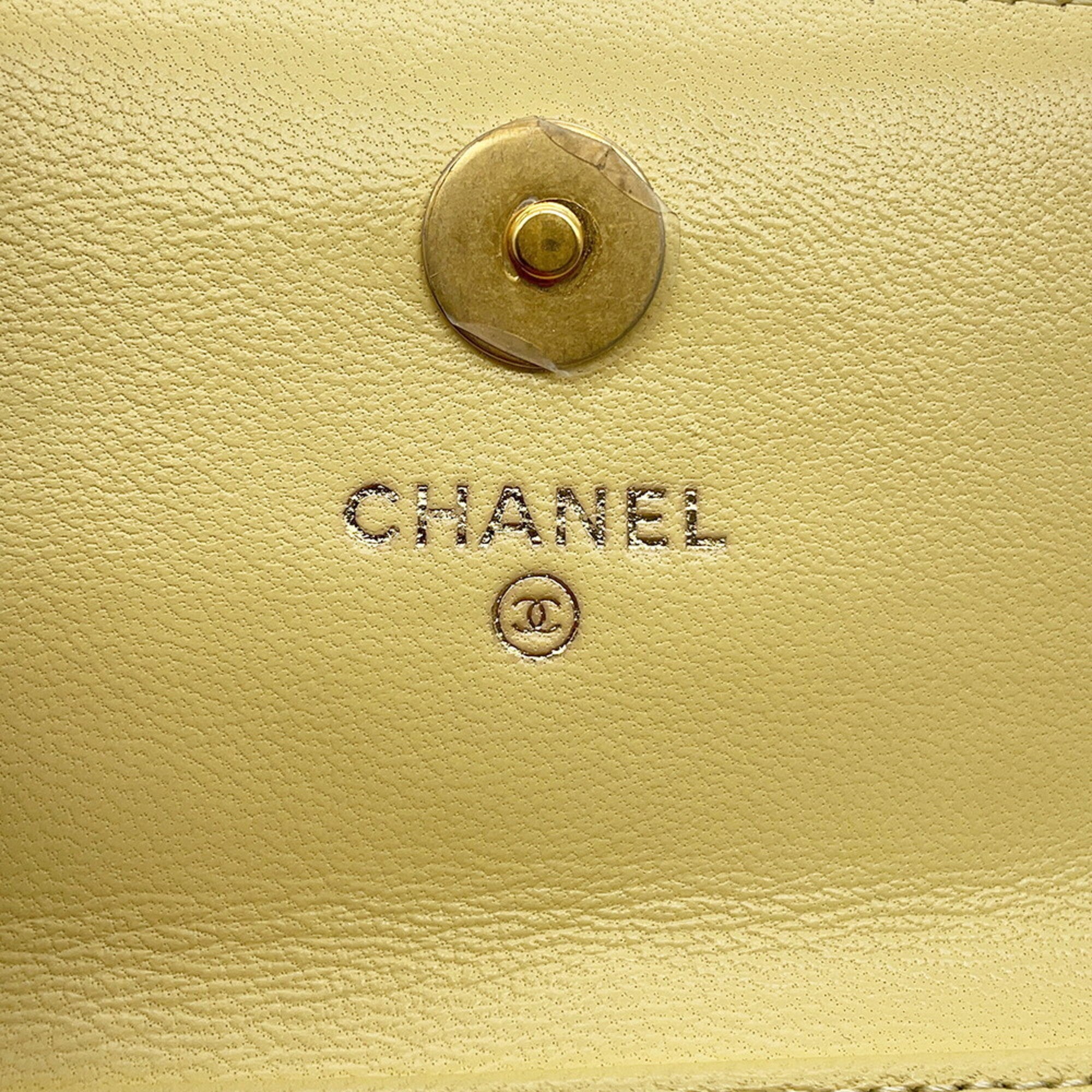 Chanel Yellow Leather Handbag Shoulder Bag (Pre-Owned)