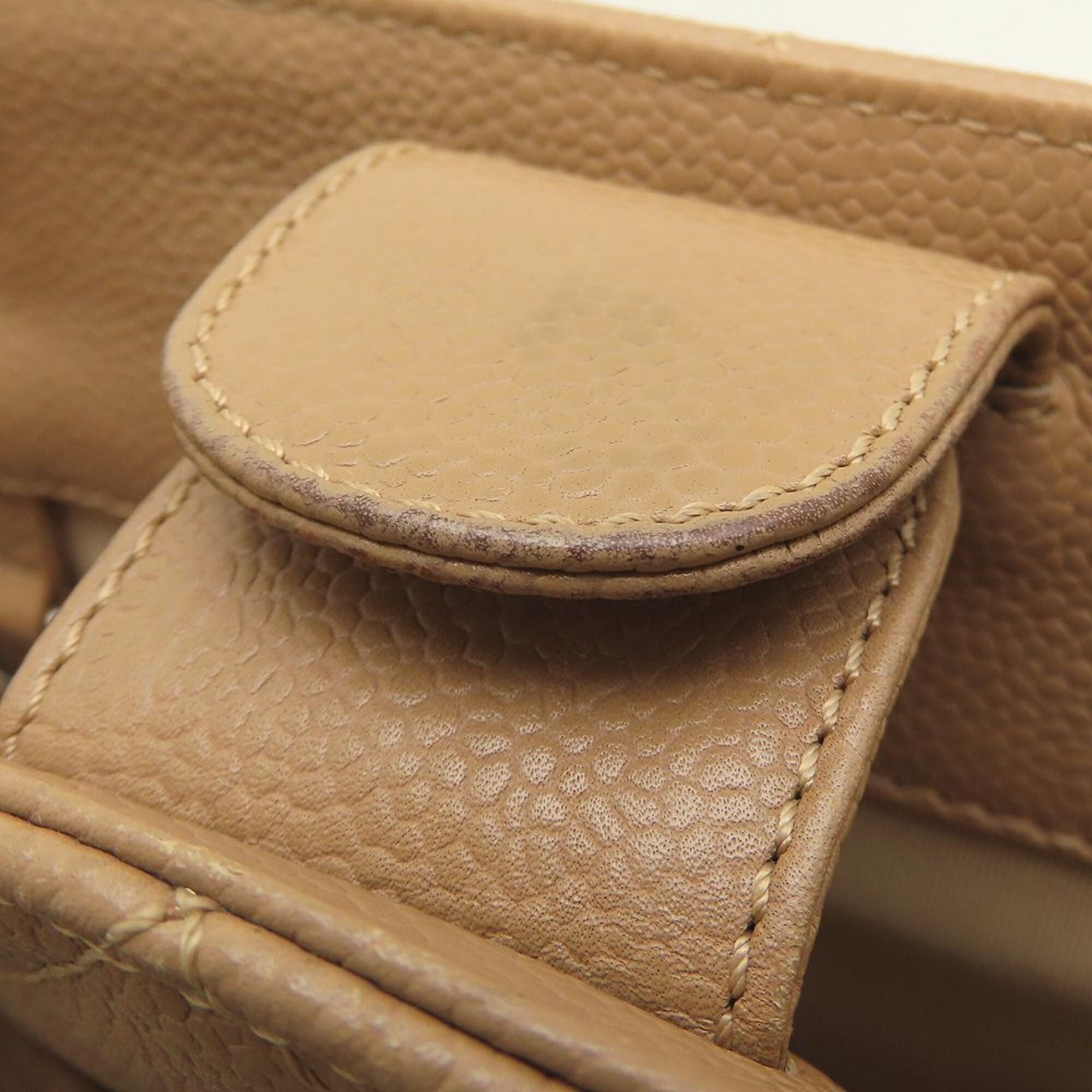 Chanel Beige Grained Calfskin Shoulder Bag Tote Bag (Pre-Owned)
