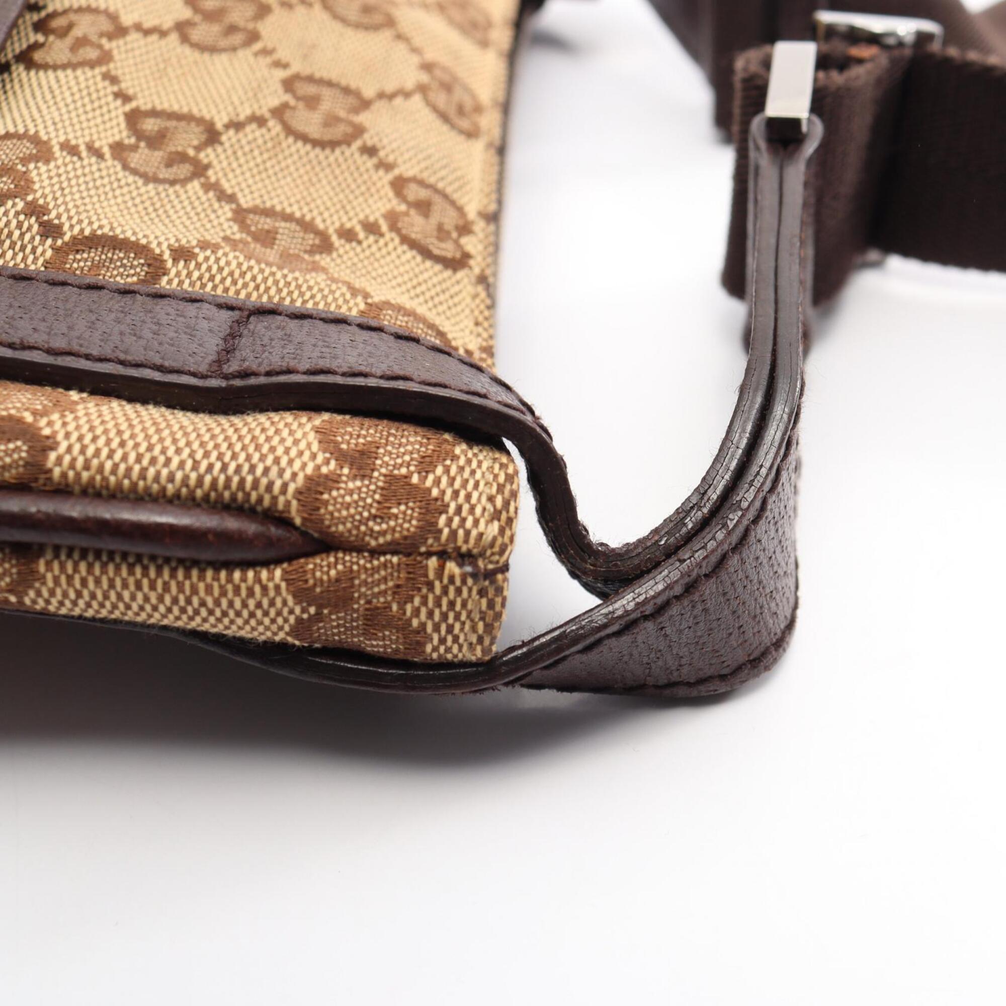 Gucci Beige Brown Canvas Leather Handbag Shoulder Bag (Pre-Owned)