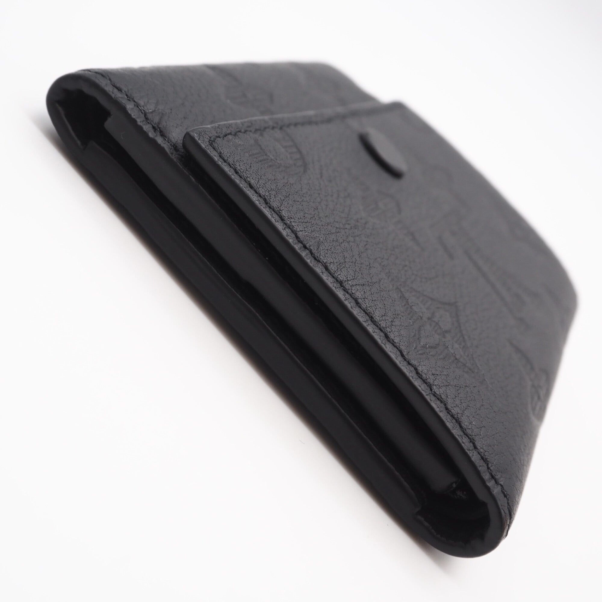 Louis Vuitton Monogram Shadow Black Leather Wallet (Tri-Fold) (Pre-Owned)