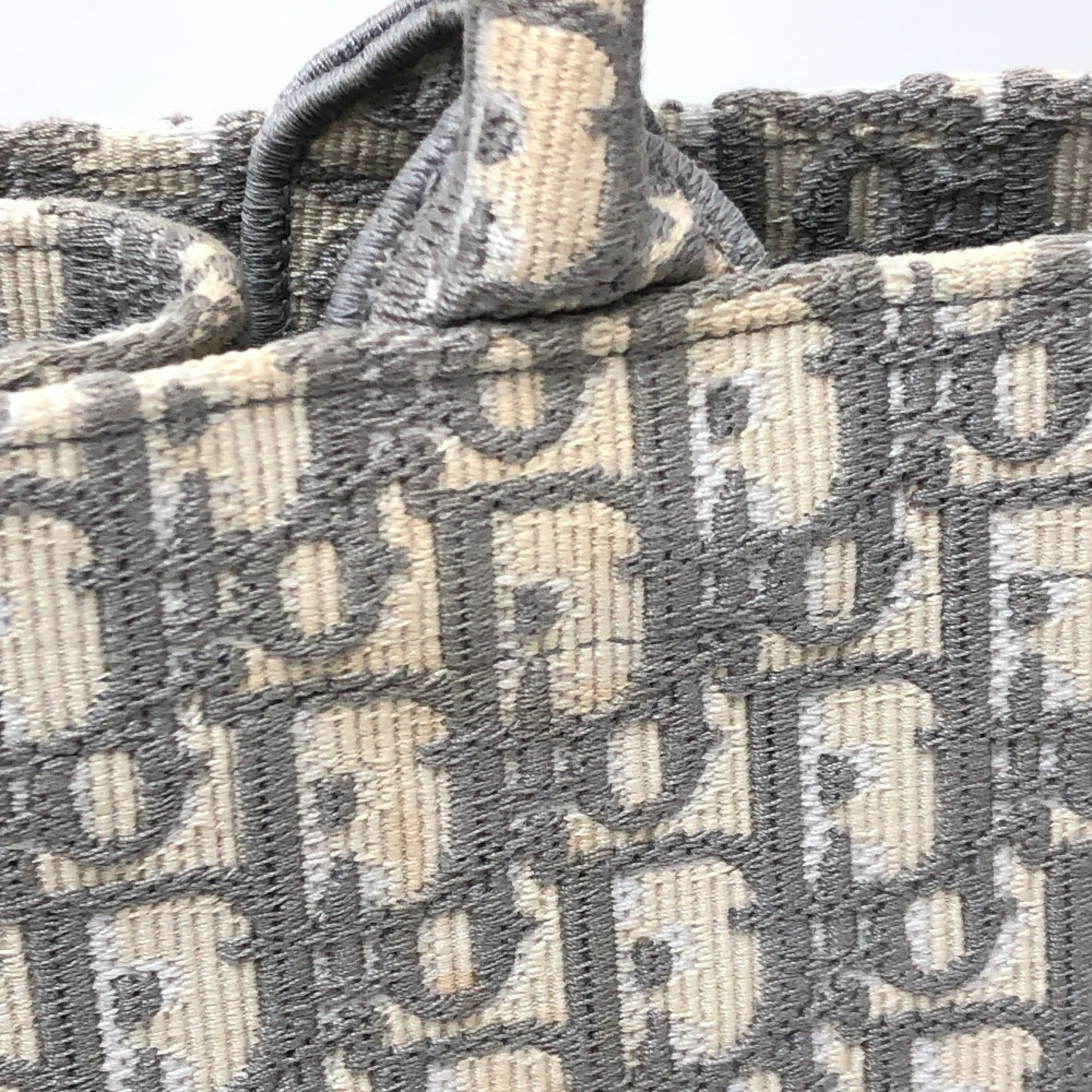 Christian Dior Gray Yellow Canvas Handbag Tote Bag (Pre-Owned)