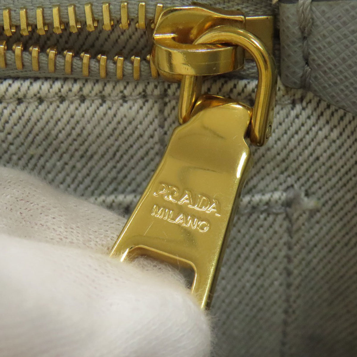 Prada Canapa Gray Denim Handbag (Pre-Owned)