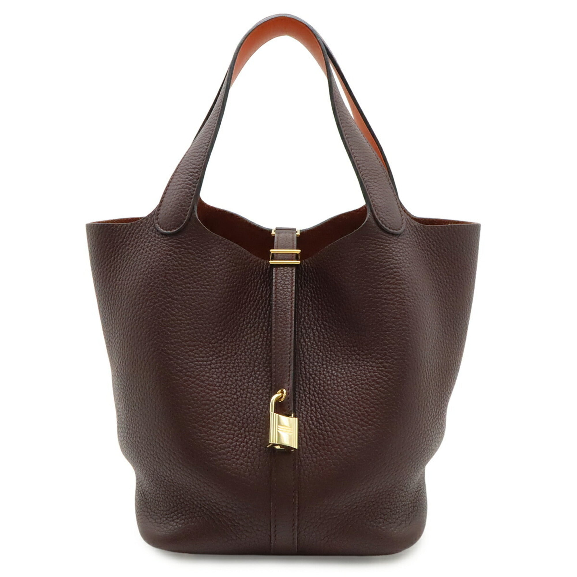Hermes Orange Rouge H Taurillon Clemence Leather Handbag (Pre-Owned)
