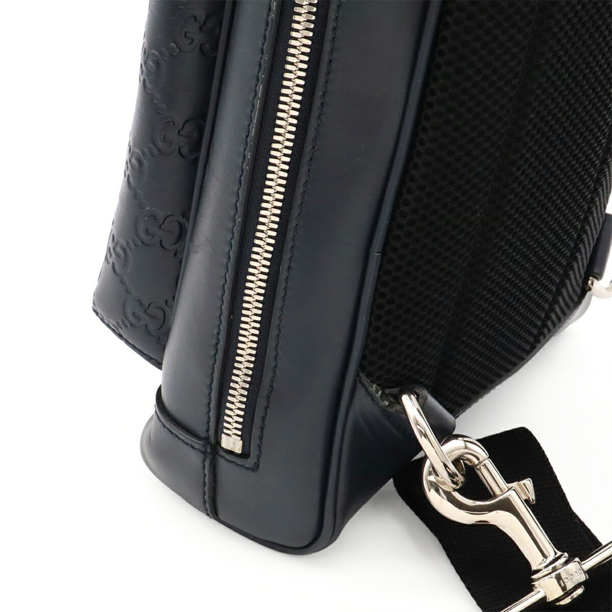 Gucci Navy Leather Shoulder Bag Sling Bag (Pre-Owned)