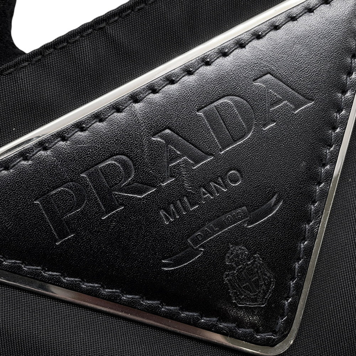 Prada Black Nylon Leather Handbag Tote Bag (Pre-Owned)