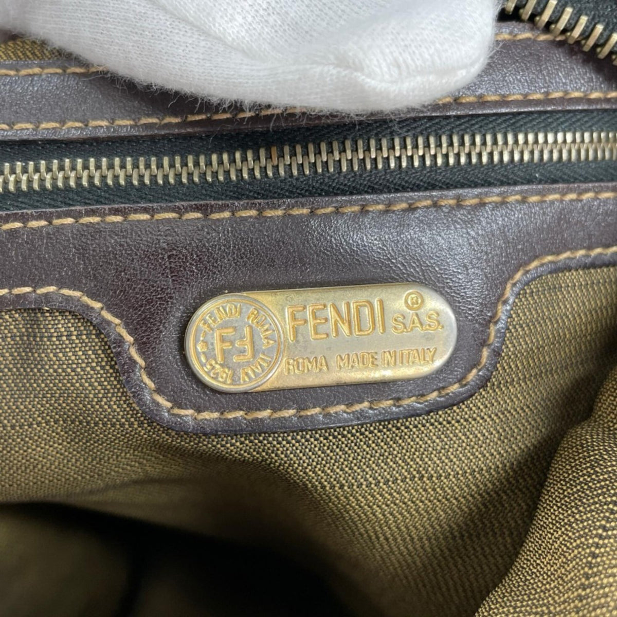 Fendi Zucca Brown Canvas Shoulder Bag (Pre-Owned)