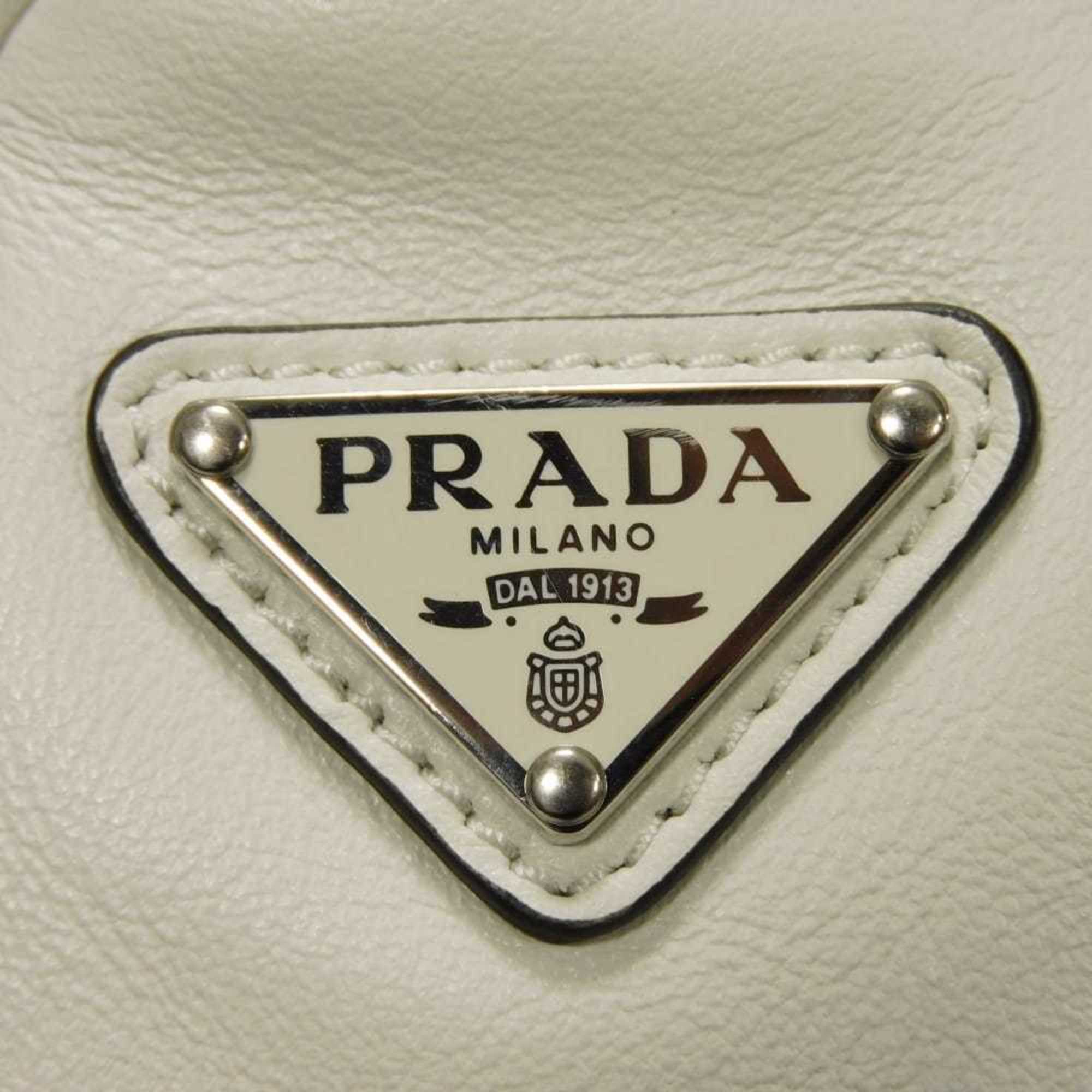 Prada Bianco White Leather Pouch Shoulder Bag (Pre-Owned)
