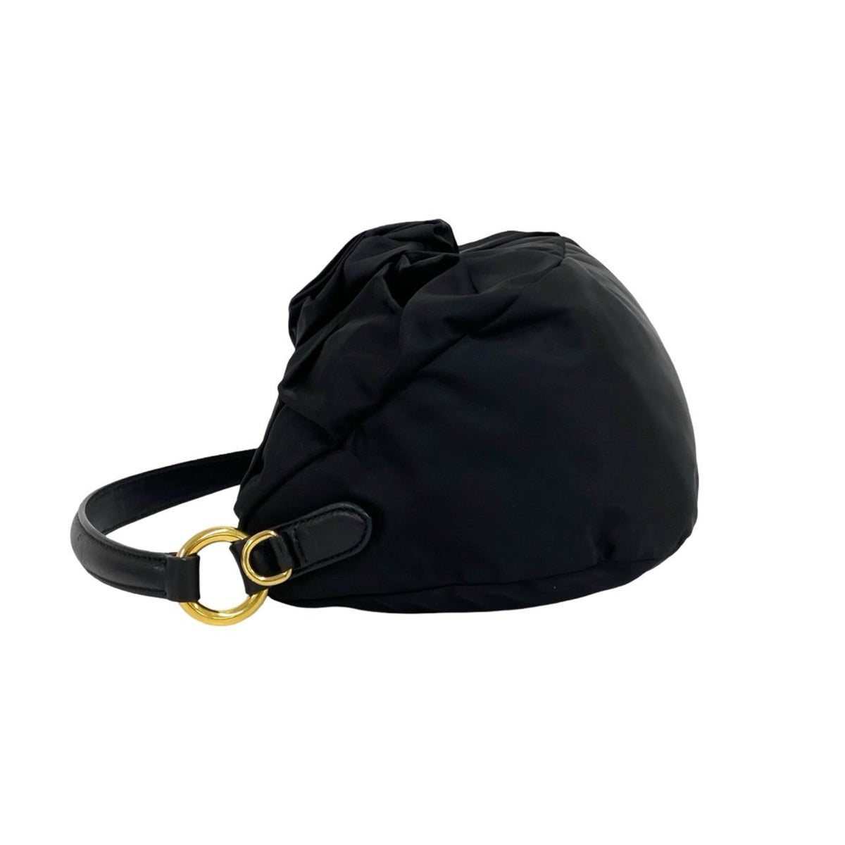 Prada Black Nylon Leather Handbag Shoulder Bag (Pre-Owned)