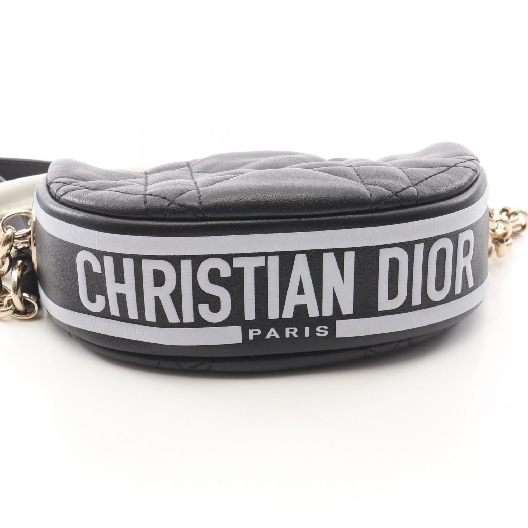 Christian Dior Black White Leather Handbag Shoulder Bag (Pre-Owned)