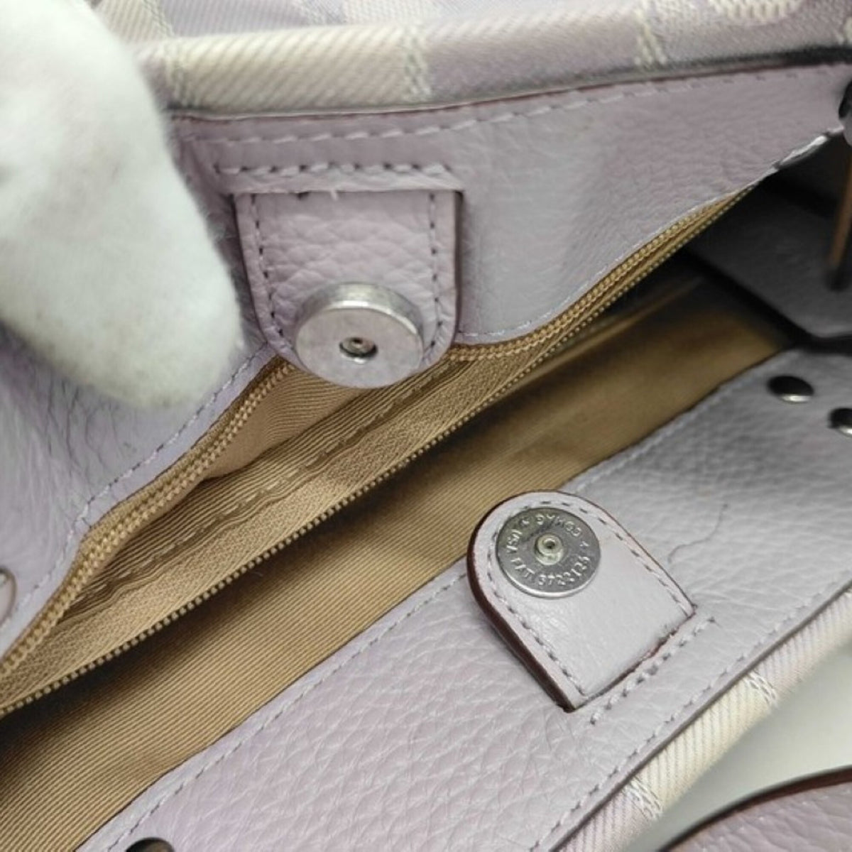 Coach Purple Canvas Leather Handbag Shoulder Bag (Pre-Owned)