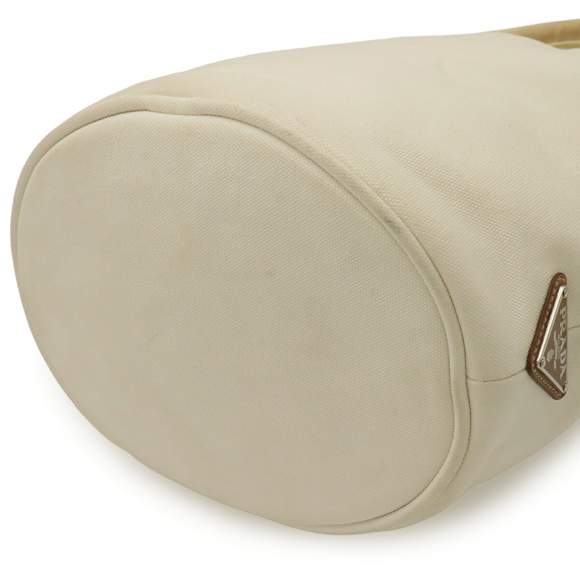 Prada Ivory White Yellow Canapa Handbag Pouch Shoulder Bag Tote Bag (Pre-Owned)