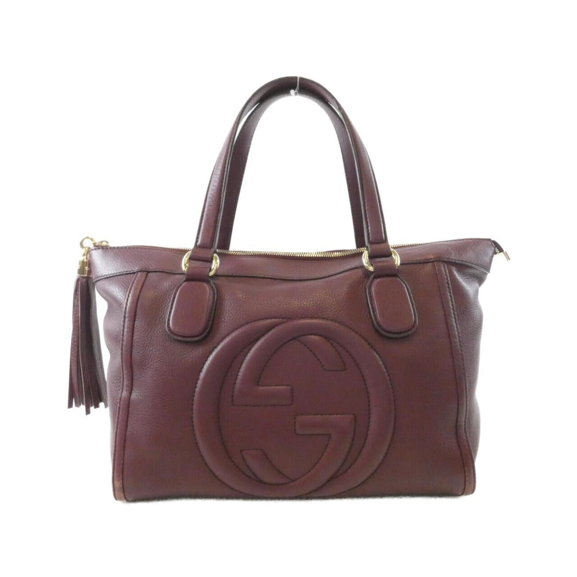 Gucci Bordeaux Leather Handbag (Pre-Owned)