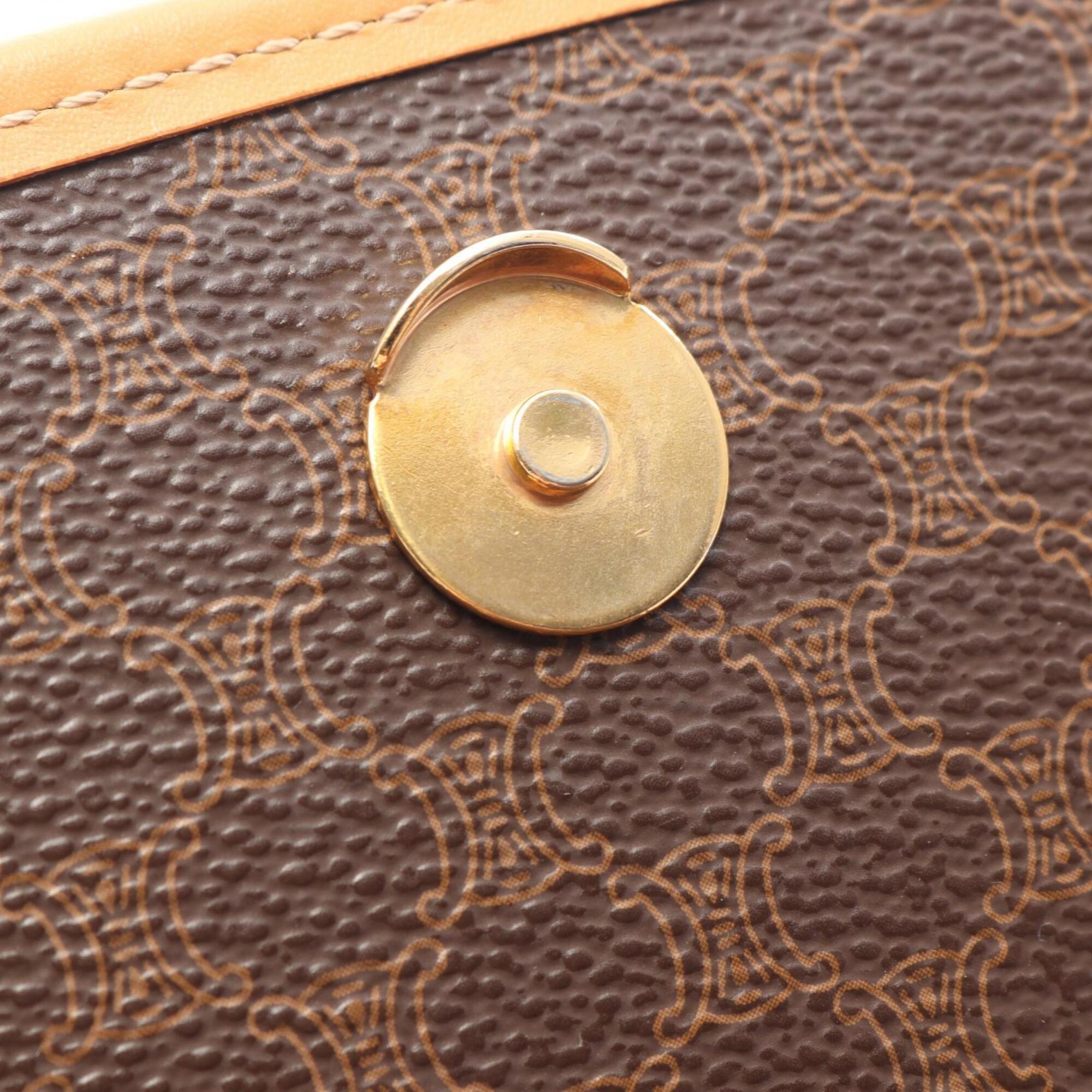 Celine Brown Coated Canvas Leather Handbag Shoulder Bag (Pre-Owned)