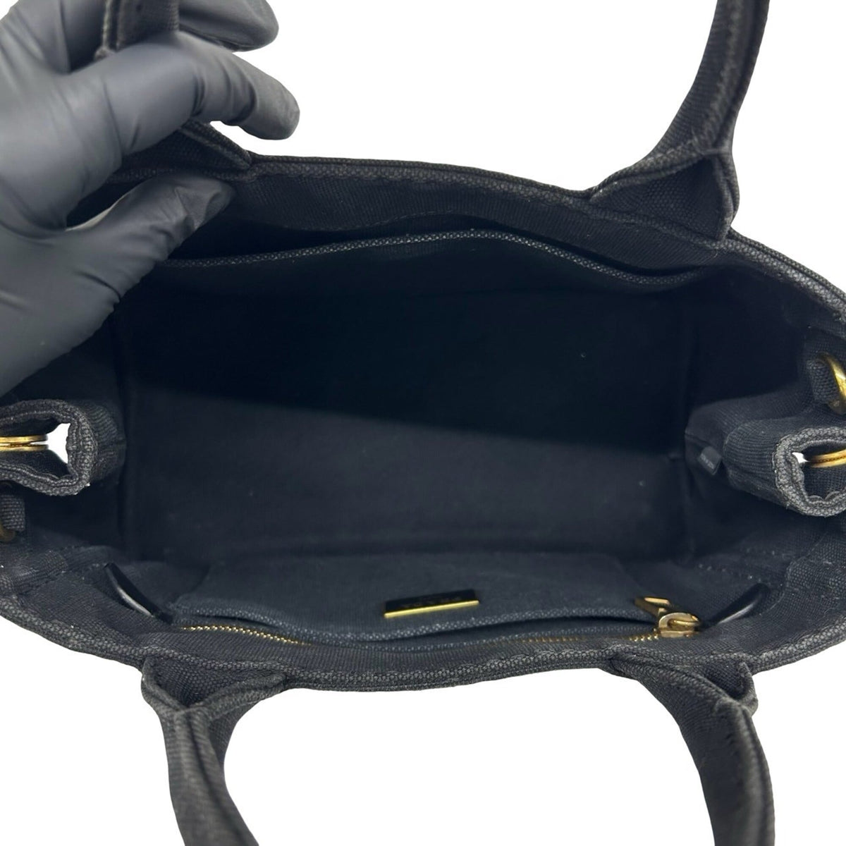 Prada Black Canvas Handbag Shoulder Bag Tote Bag (Pre-Owned)