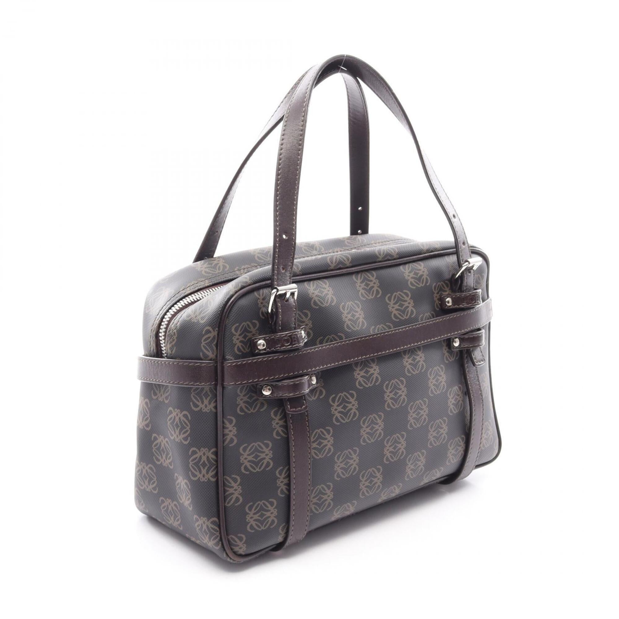 Loewe Black Brown Coated Canvas Leather Handbag Pouch (Pre-Owned)