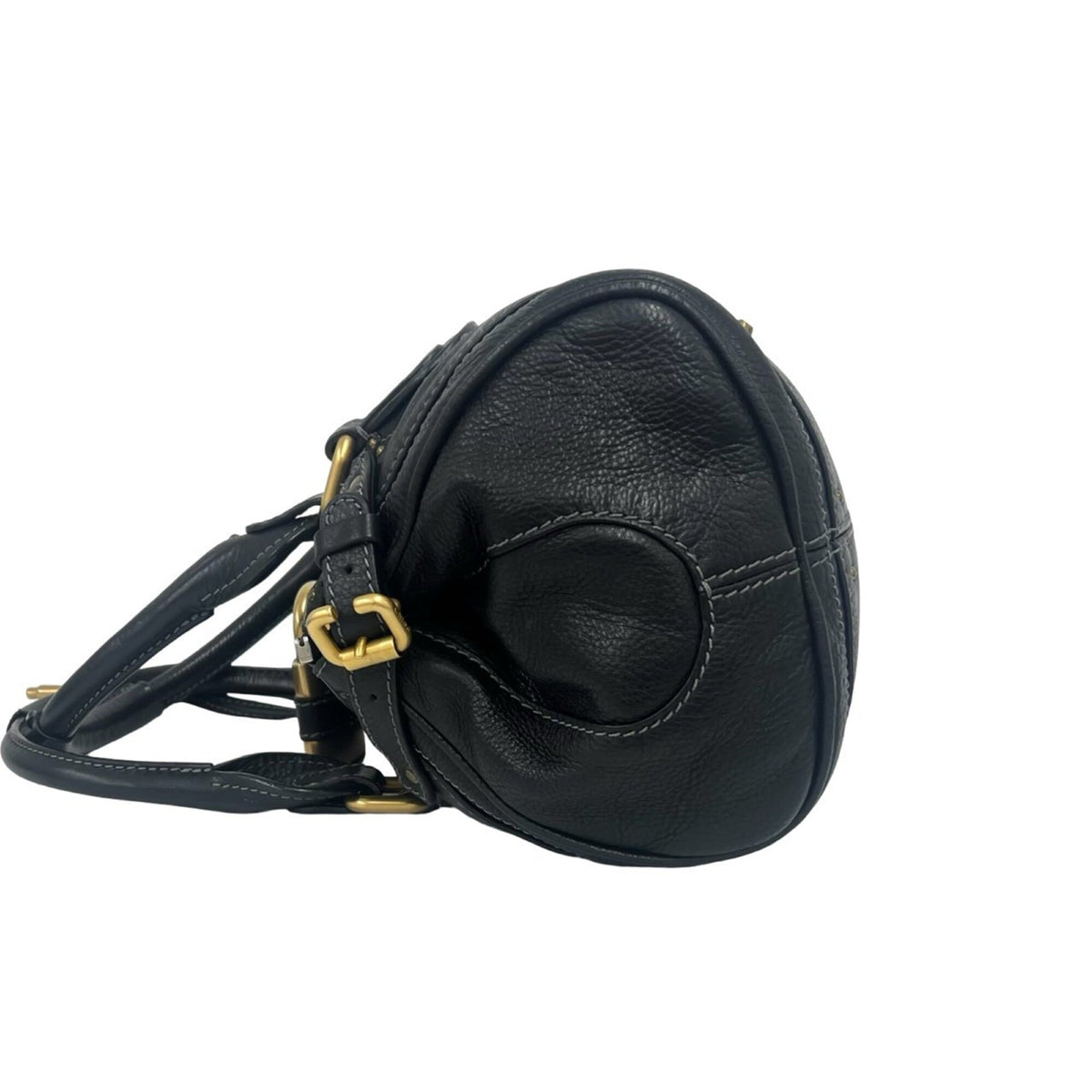 Chloé Black Leather Boston Bag Handbag Tote Bag (Pre-Owned)