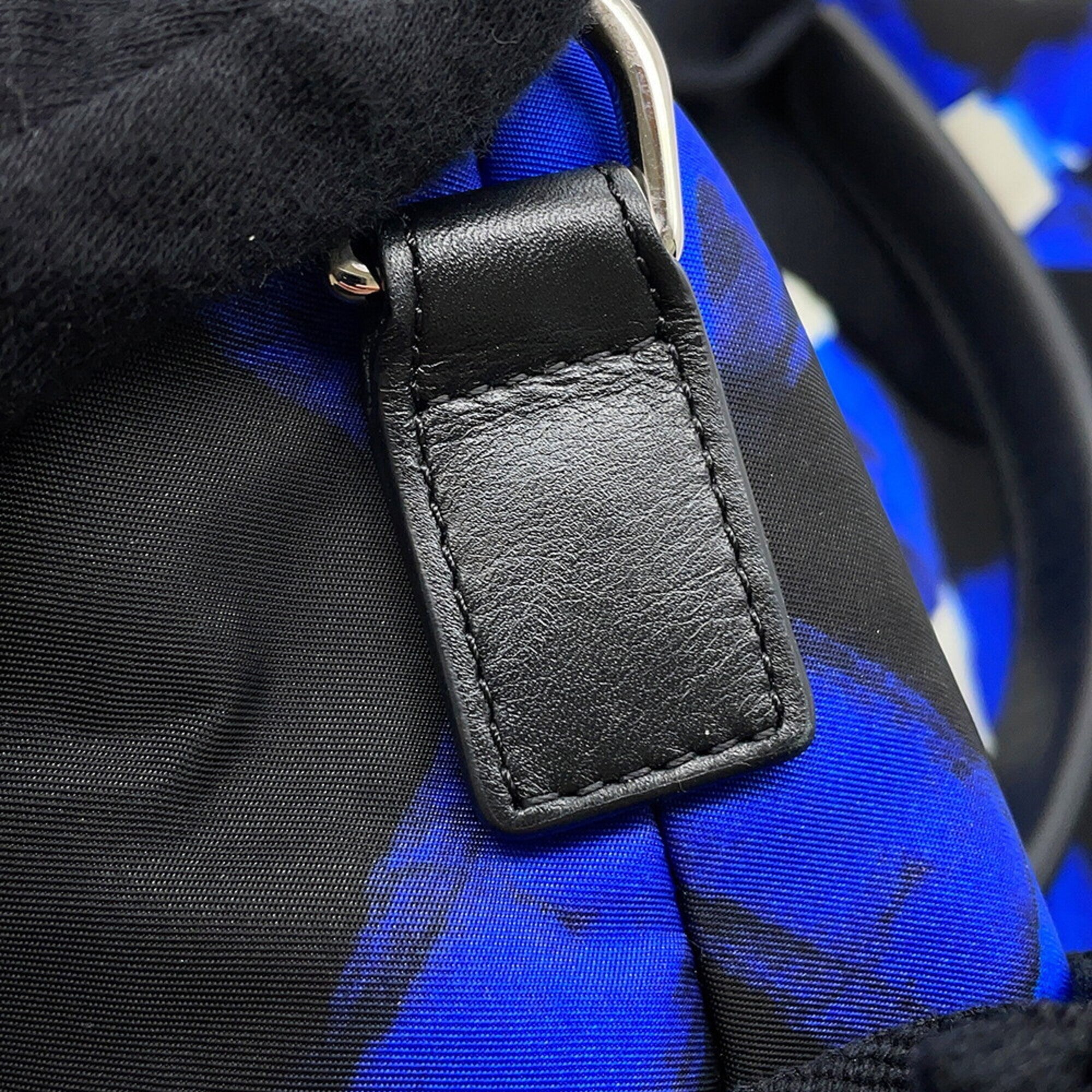 Chanel Black Blue White Nylon Handbag Shoulder Bag Tote Bag (Pre-Owned)