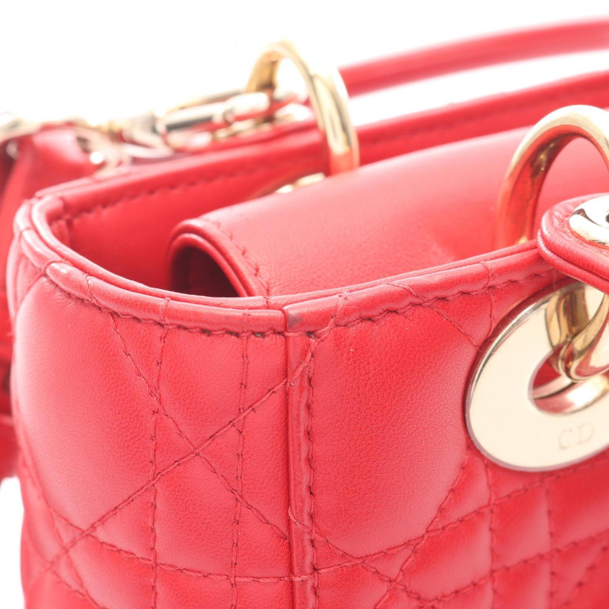 Christian Dior Red Color Leather Handbag (Pre-Owned)