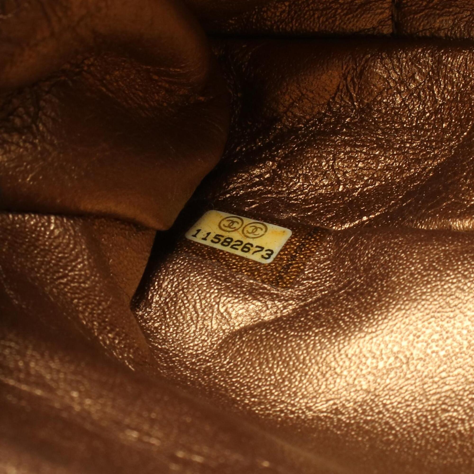 Chanel Gold Leather Handbag Shoulder Bag (Pre-Owned)