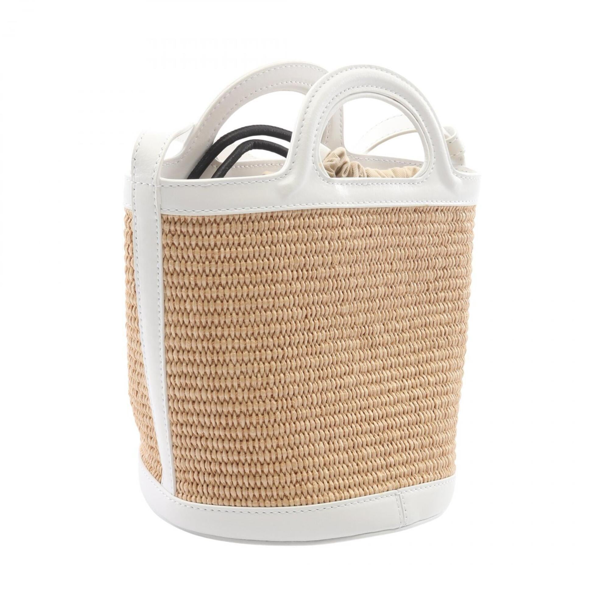Marni Beige White Nylon Leather Cotton Basket Handbag Shoulder Bag (Pre-Owned)