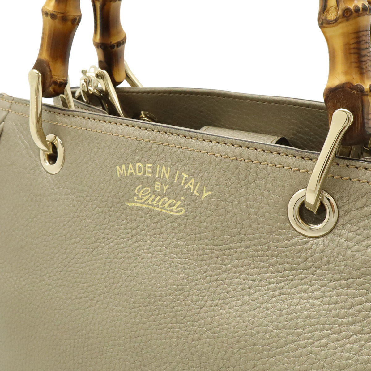 Gucci Champagne Gold Bamboo Leather Handbag Shoulder Bag (Pre-Owned)