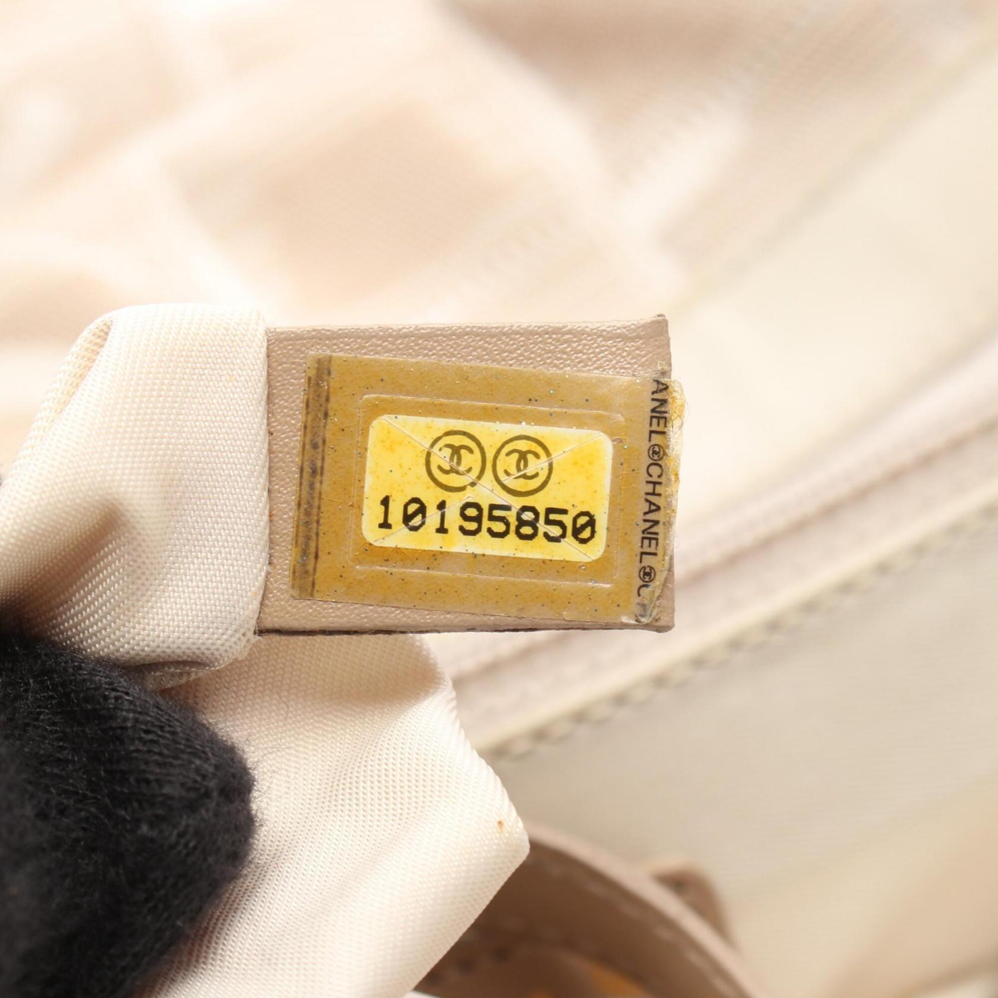 Chanel Beige Leather Nylon Canvas Handbag Tote Bag (Pre-Owned)