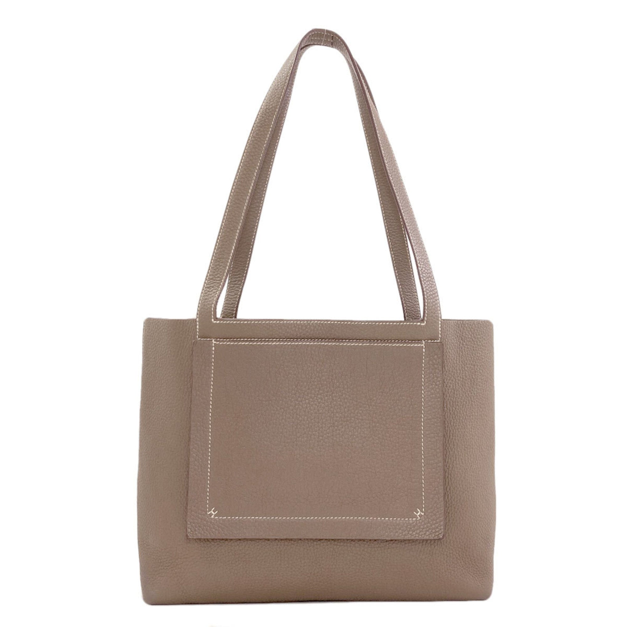 Hermes Grayish Taurillon Clemence Leather Tote Bag (Pre-Owned)