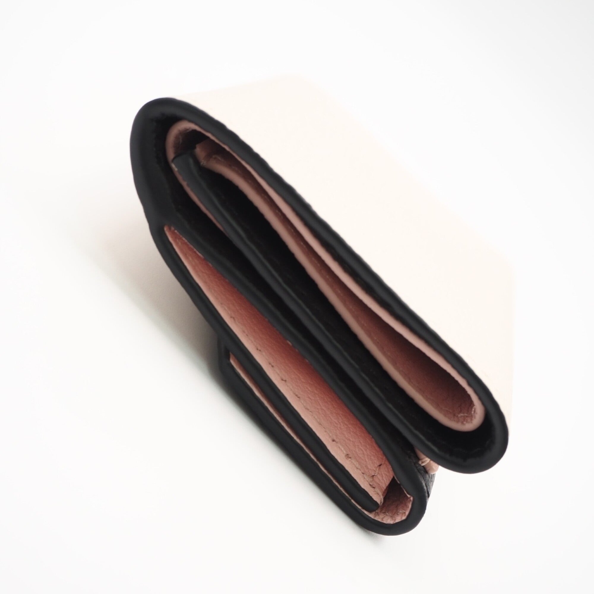 Louis Vuitton Beige Black Pink Leather Wallet (Tri-Fold) (Pre-Owned)