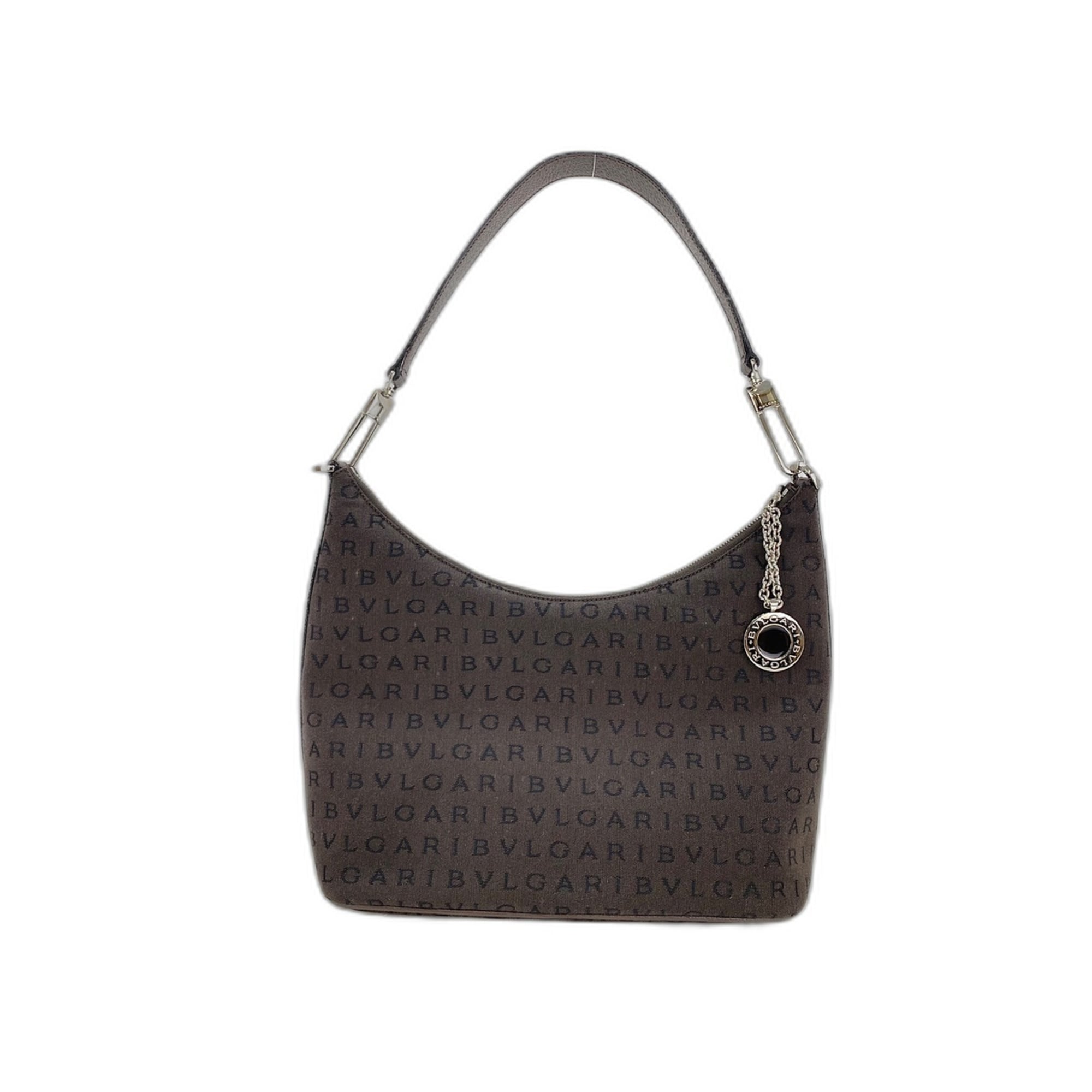 Bvlgari Logomania Brown Canvas Handbag (Pre-Owned)