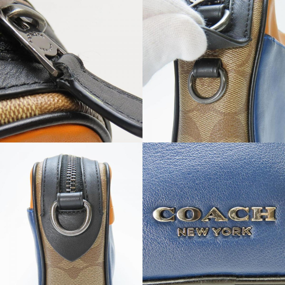 Coach Multi-Color Navy Leather Pvc Shoulder Bag (Pre-Owned)