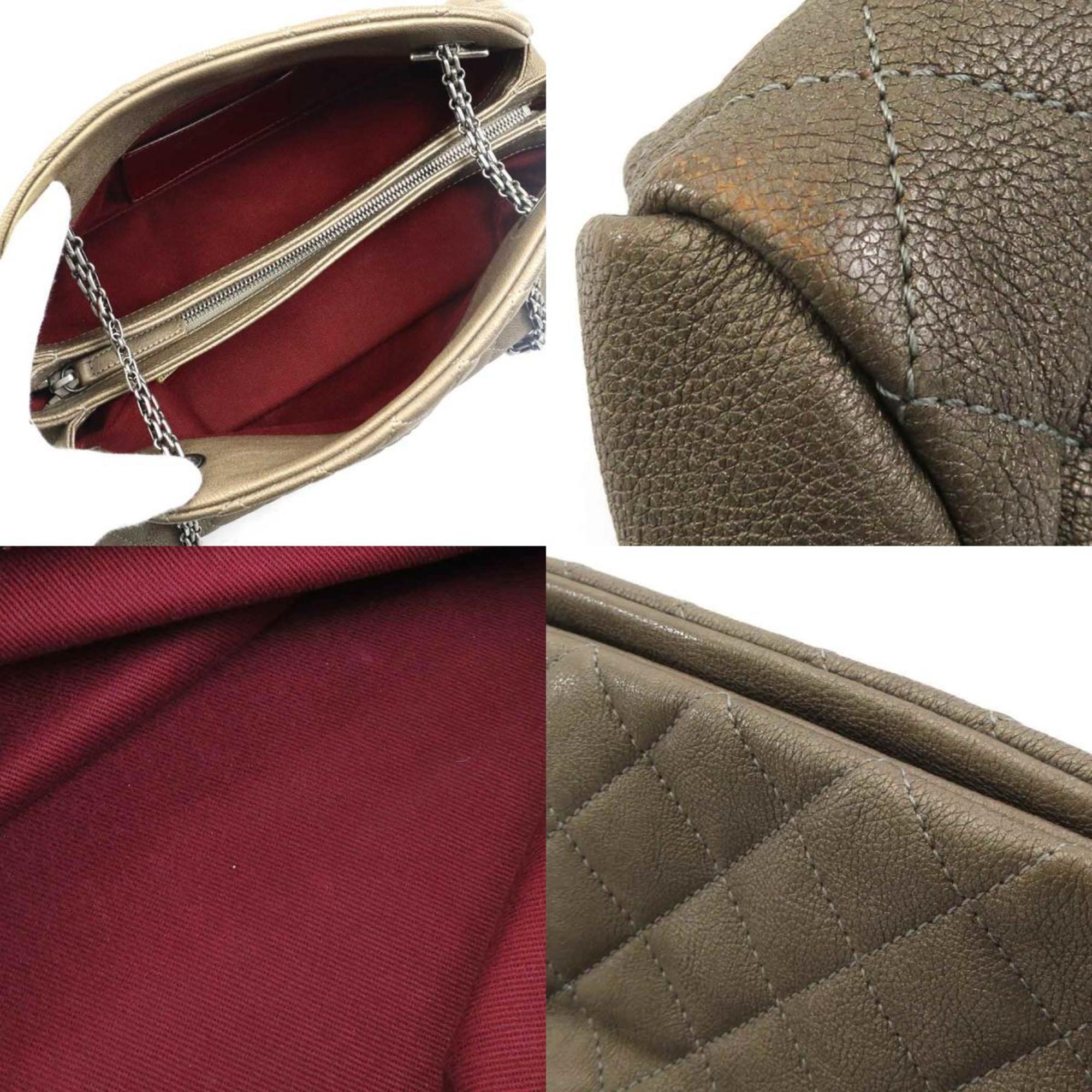 Chanel Khaki Brown Leather Handbag (Pre-Owned)