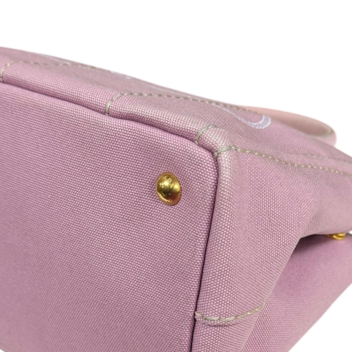 Prada Bianco Pink Canvas Shoulder Bag (Pre-Owned)
