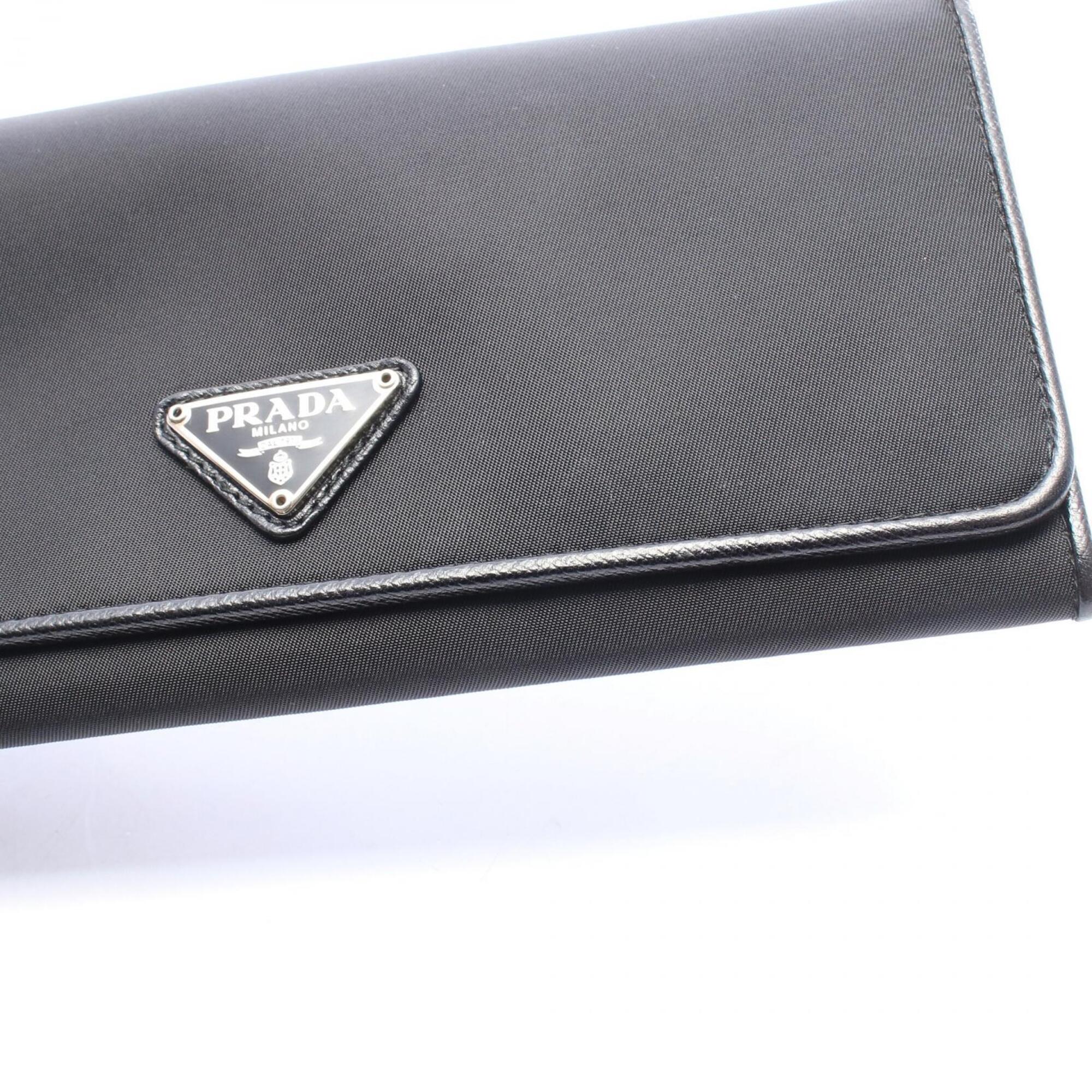 Prada Black Nylon Leather Long Wallet (Bi-Fold) (Pre-Owned)