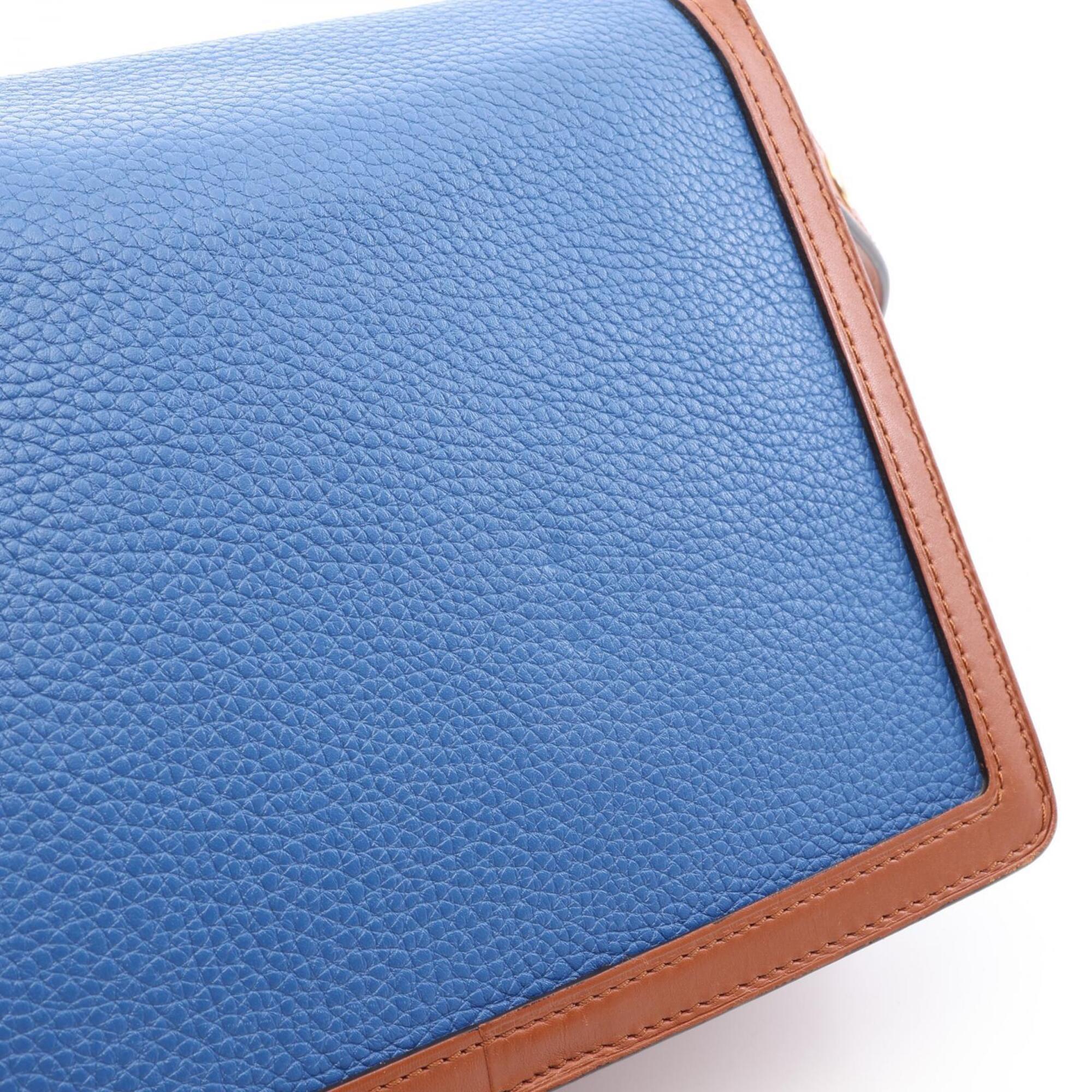 Louis Vuitton Beige Blue Brown Leather Leather Handbag Shoulder Bag (Pre-Owned)