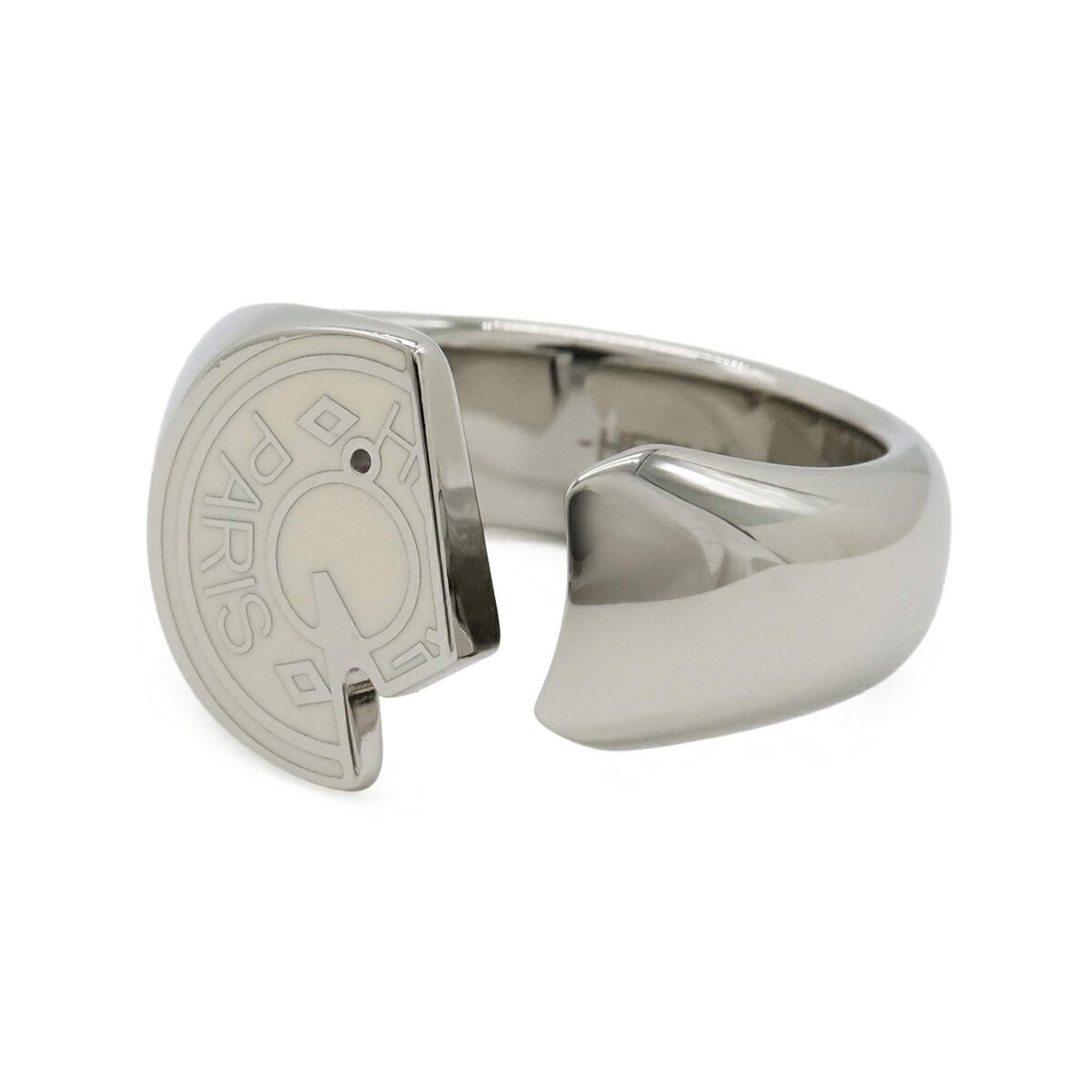 Hermes Silver Ivory Metal Band Ring (Pre-Owned)