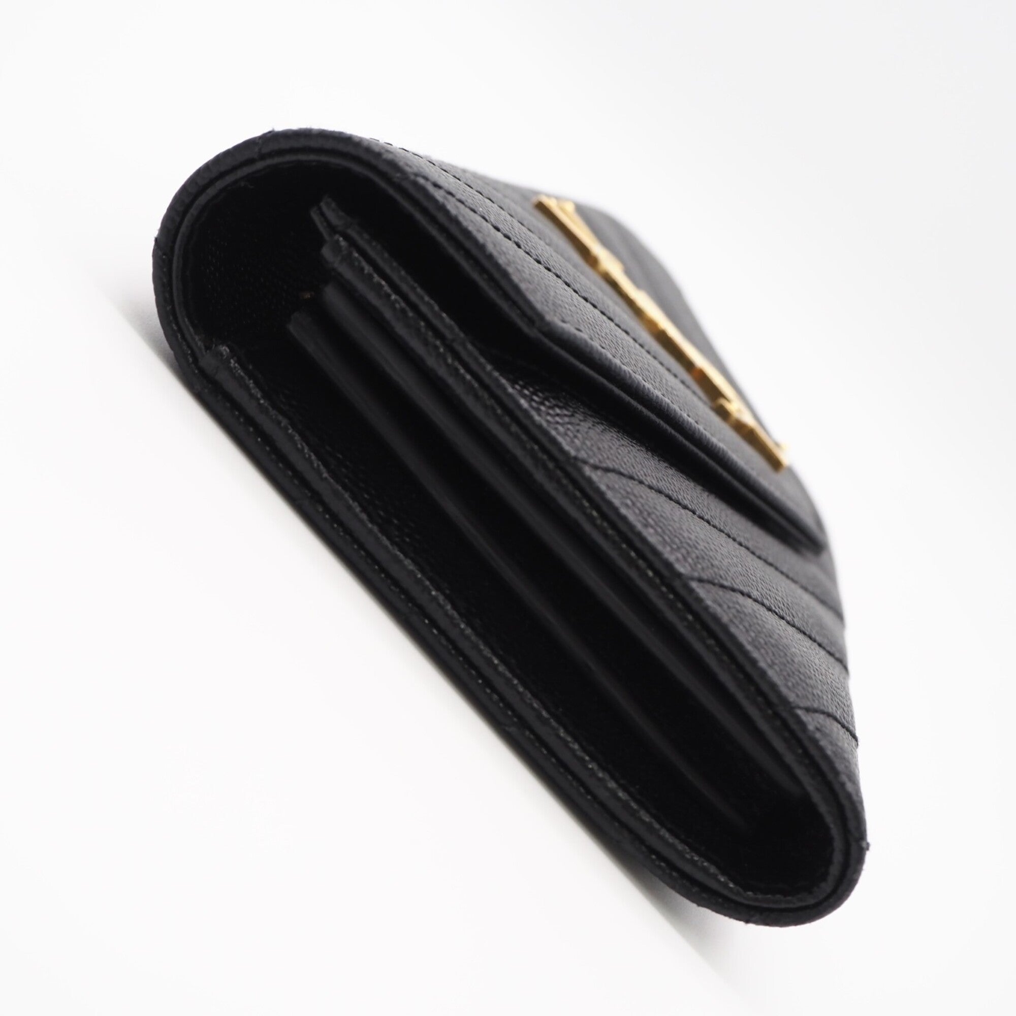 Saint Laurent Black Leather Long Wallet (Bi-Fold) (Pre-Owned)
