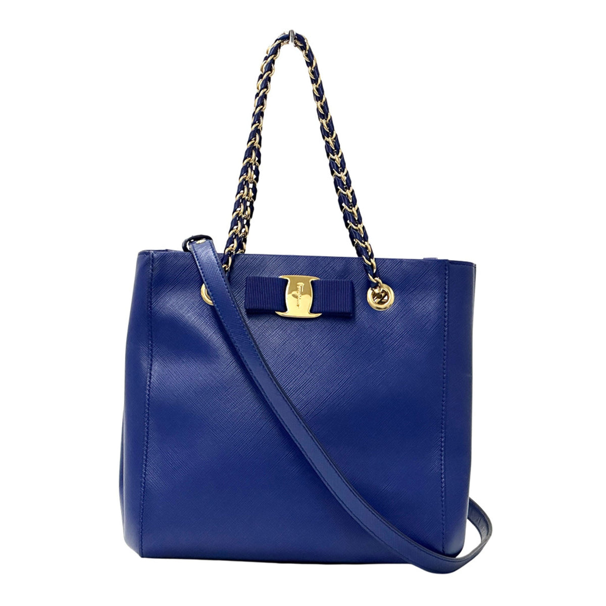 Salvatore Ferragamo Blue Leather Handbag Shoulder Bag (Pre-Owned)