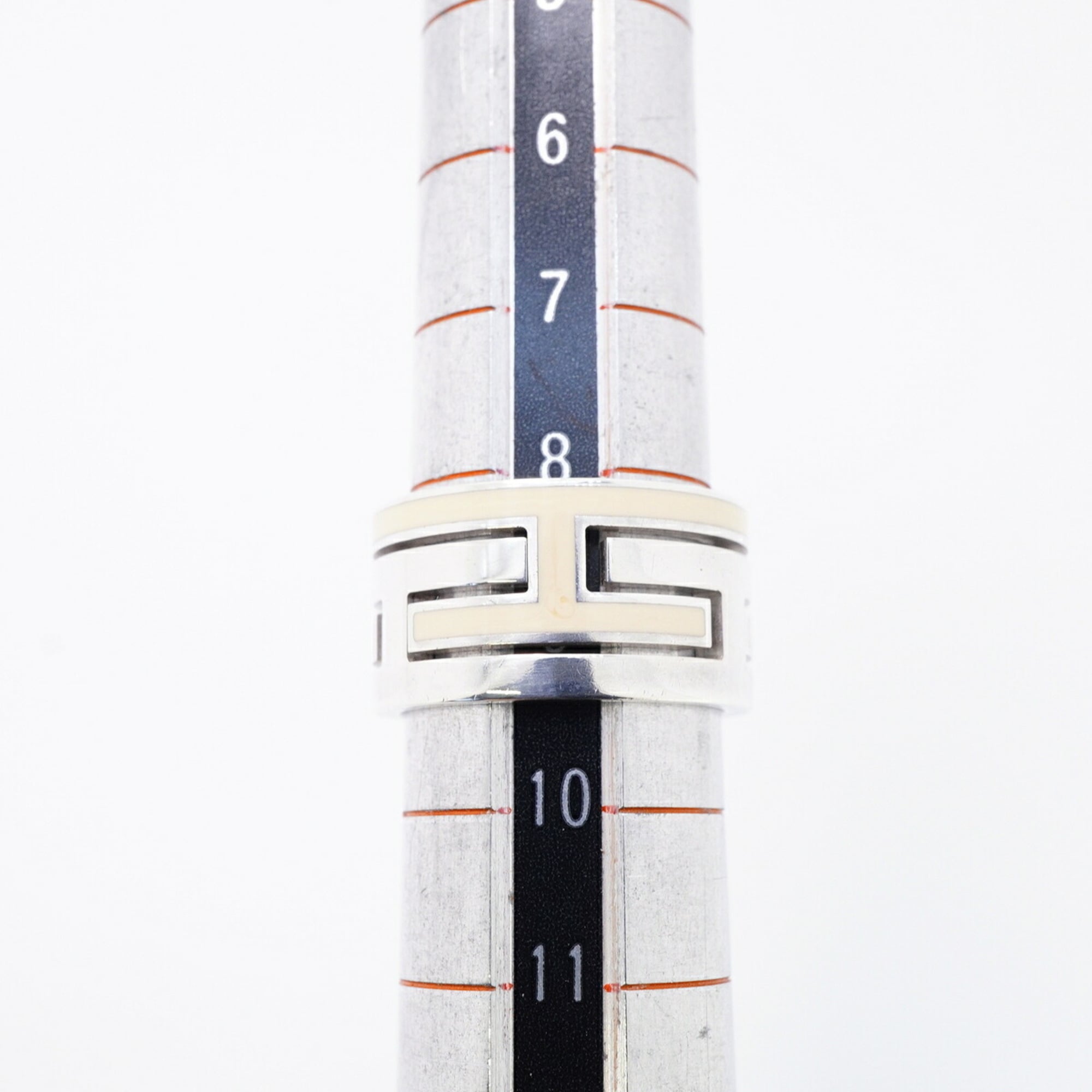 Hermes Cream Silver 925 Band Ring (Pre-Owned)