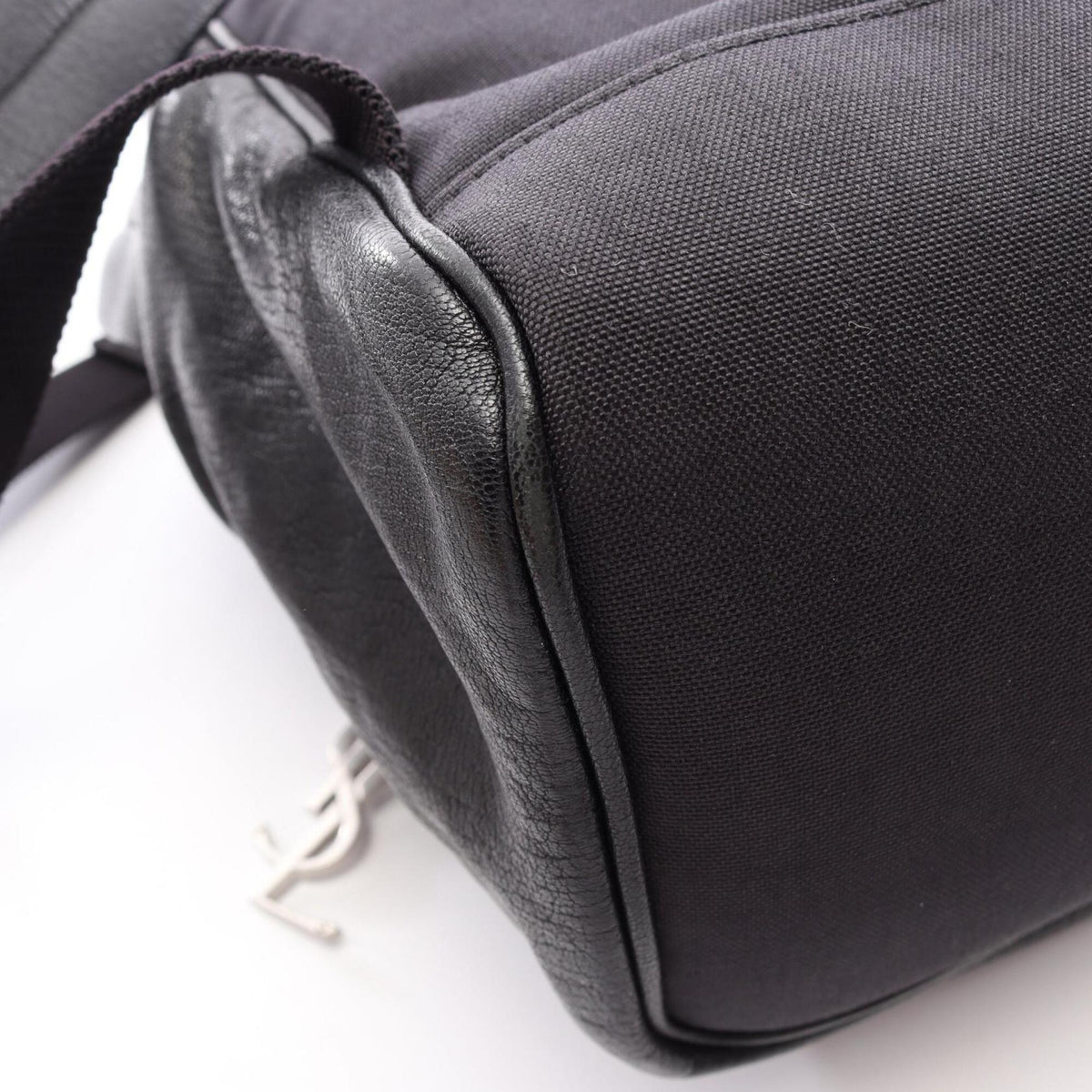 Yves Saint Laurent Black Multi-Color Leather Canvas Backpack (Pre-Owned)